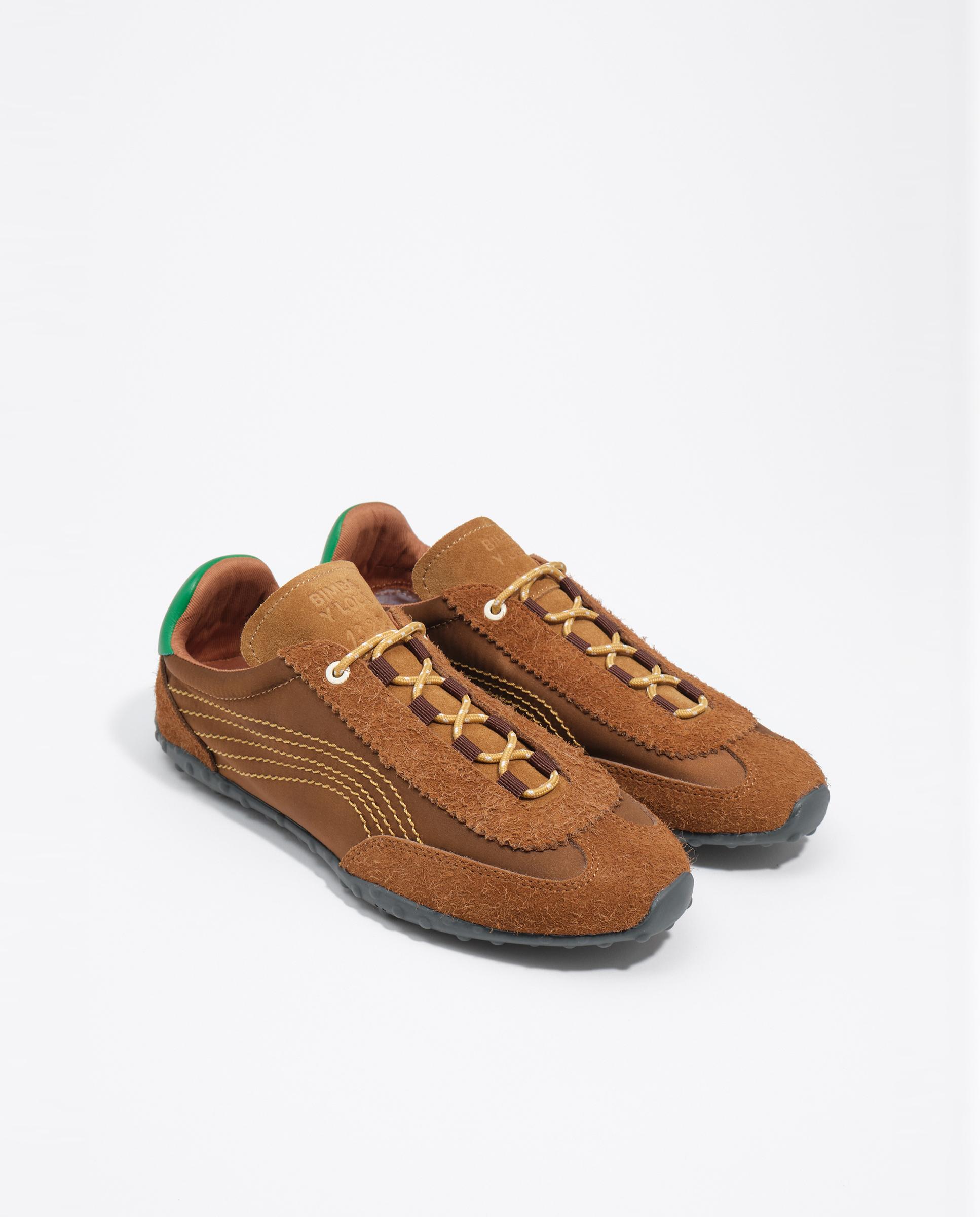 Zapatillas retro de mujer 13 22 en serraje y tejido - Bimba y Lola - Cuero Cuero-3