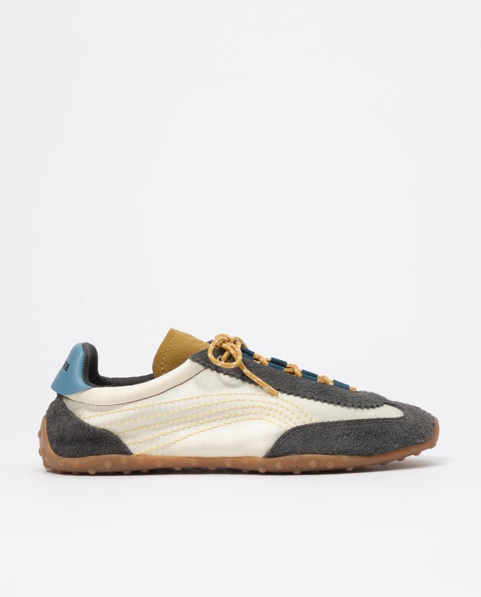 Zapatillas retro de mujer 13 22 en serraje y tejido - Bimba y Lola - Crema Crema-1
