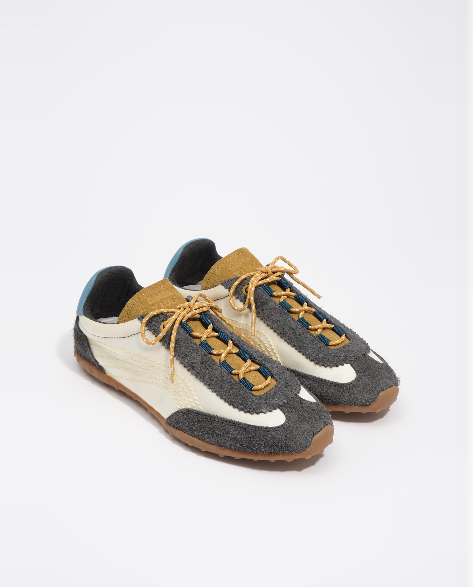 Zapatillas retro de mujer 13 22 en serraje y tejido - Bimba y Lola - Crema Crema-4