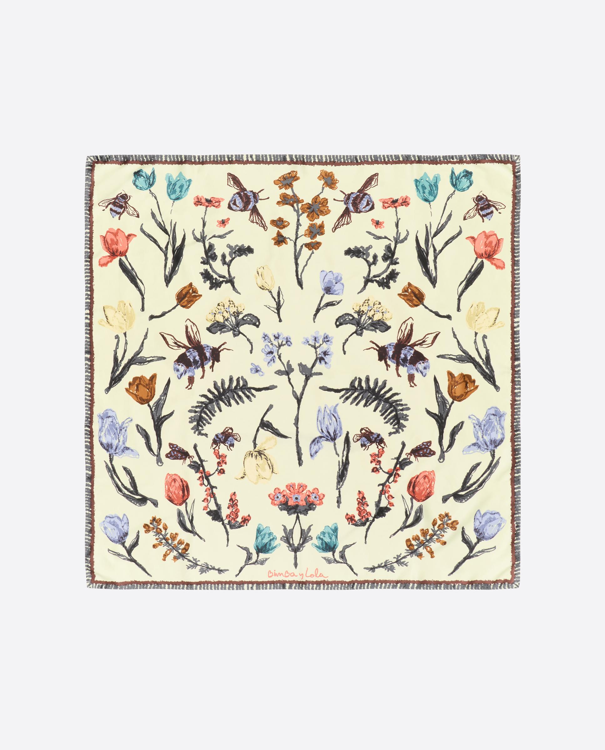 Pañuelo de mujer de flores y abejas - Bimba y Lola - Amarillo Amarillo-1