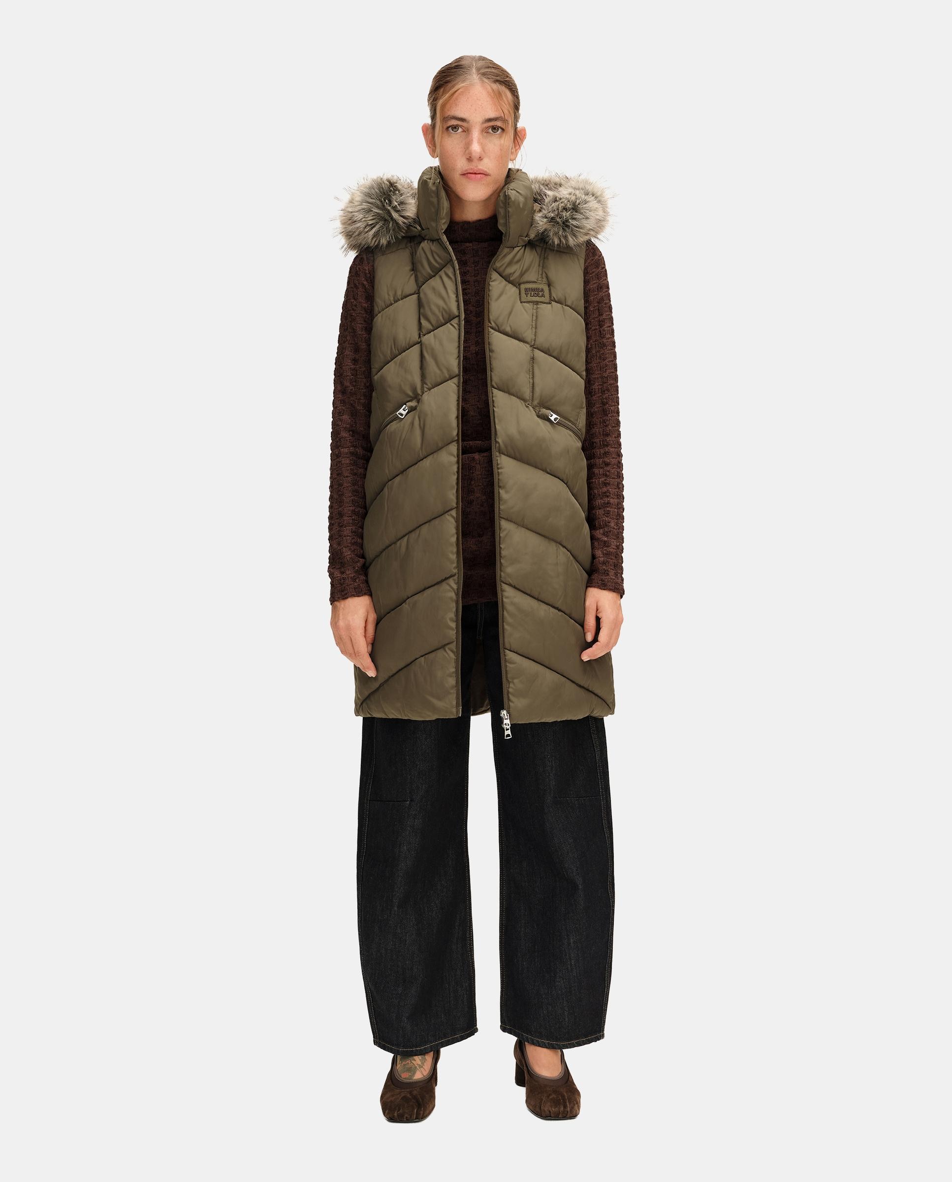 Chaleco de mujer con capucha extraíble - Bimba y Lola - Kaki Kaki-1