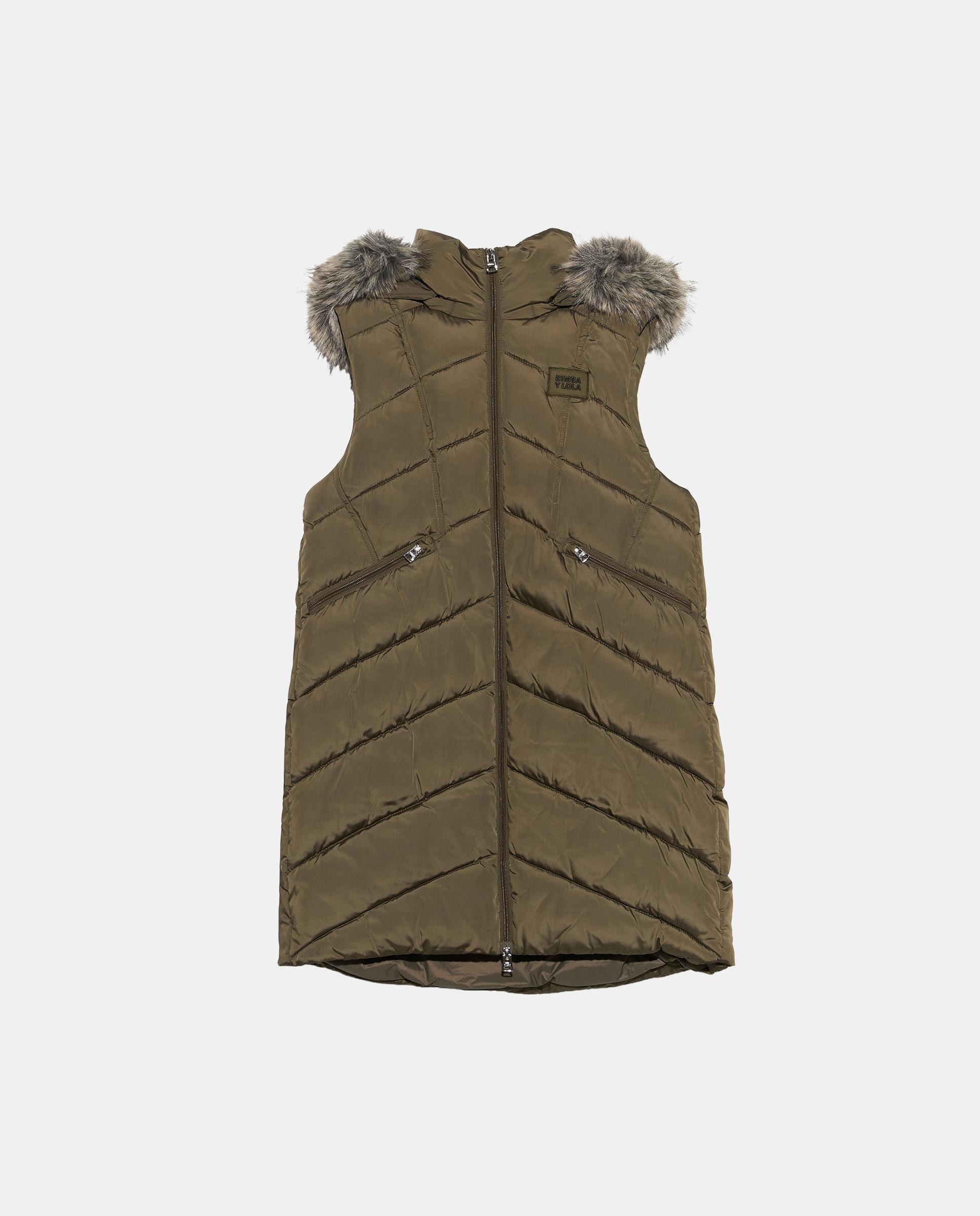 Chaleco de mujer con capucha extraíble - Bimba y Lola - Kaki Kaki-5
