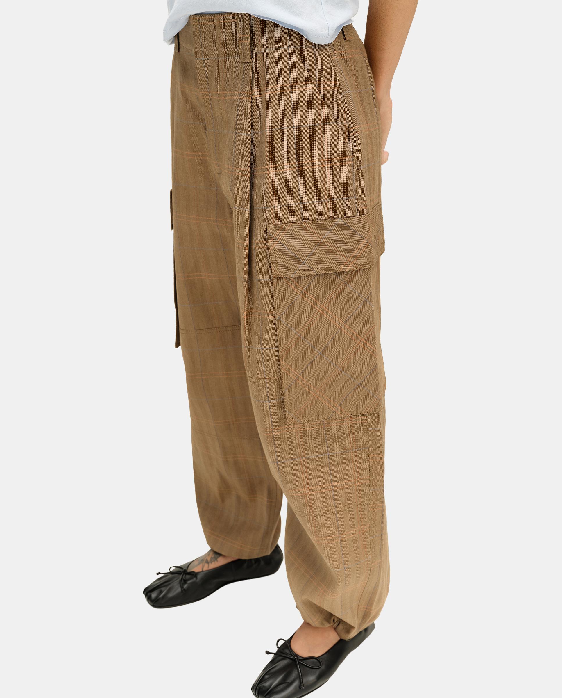 Pantalones anchos de mujer tipo cargo cuadros - Bimba y Lola - Marrón claro Marrón claro-2
