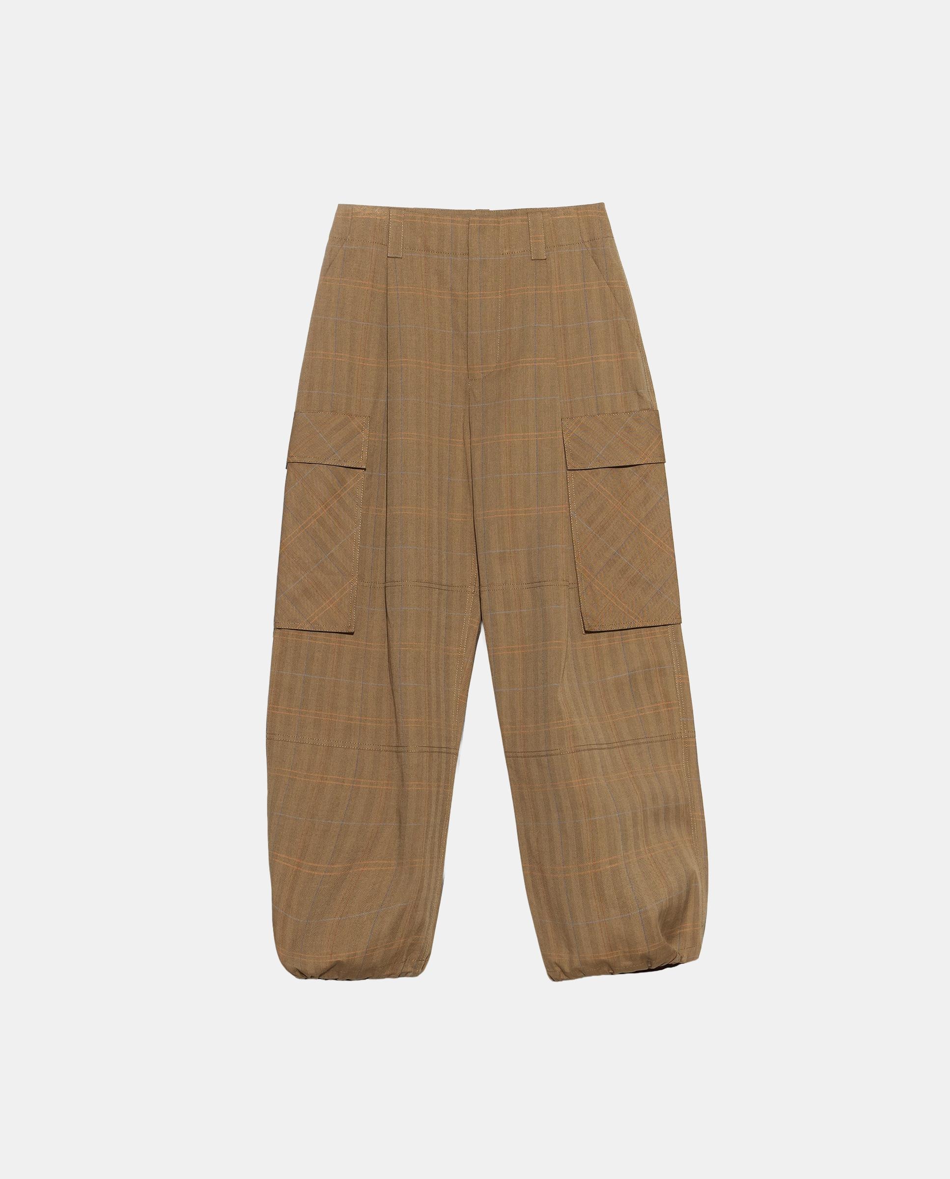 Pantalones anchos de mujer tipo cargo cuadros - Bimba y Lola - Marrón claro Marrón claro-4