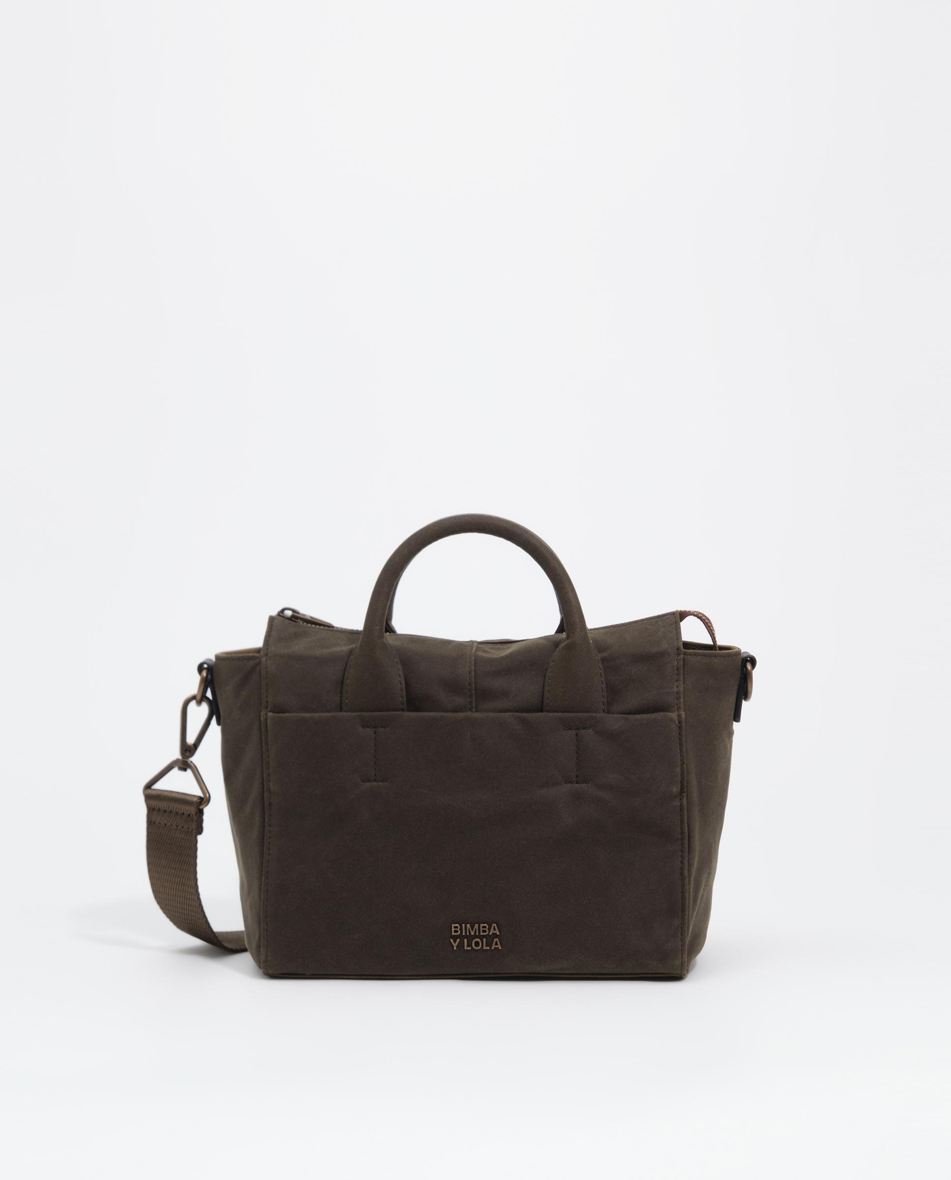 Bolso de mano de mujer bowling mediano algodón - Bimba y Lola - Kaki Kaki-1