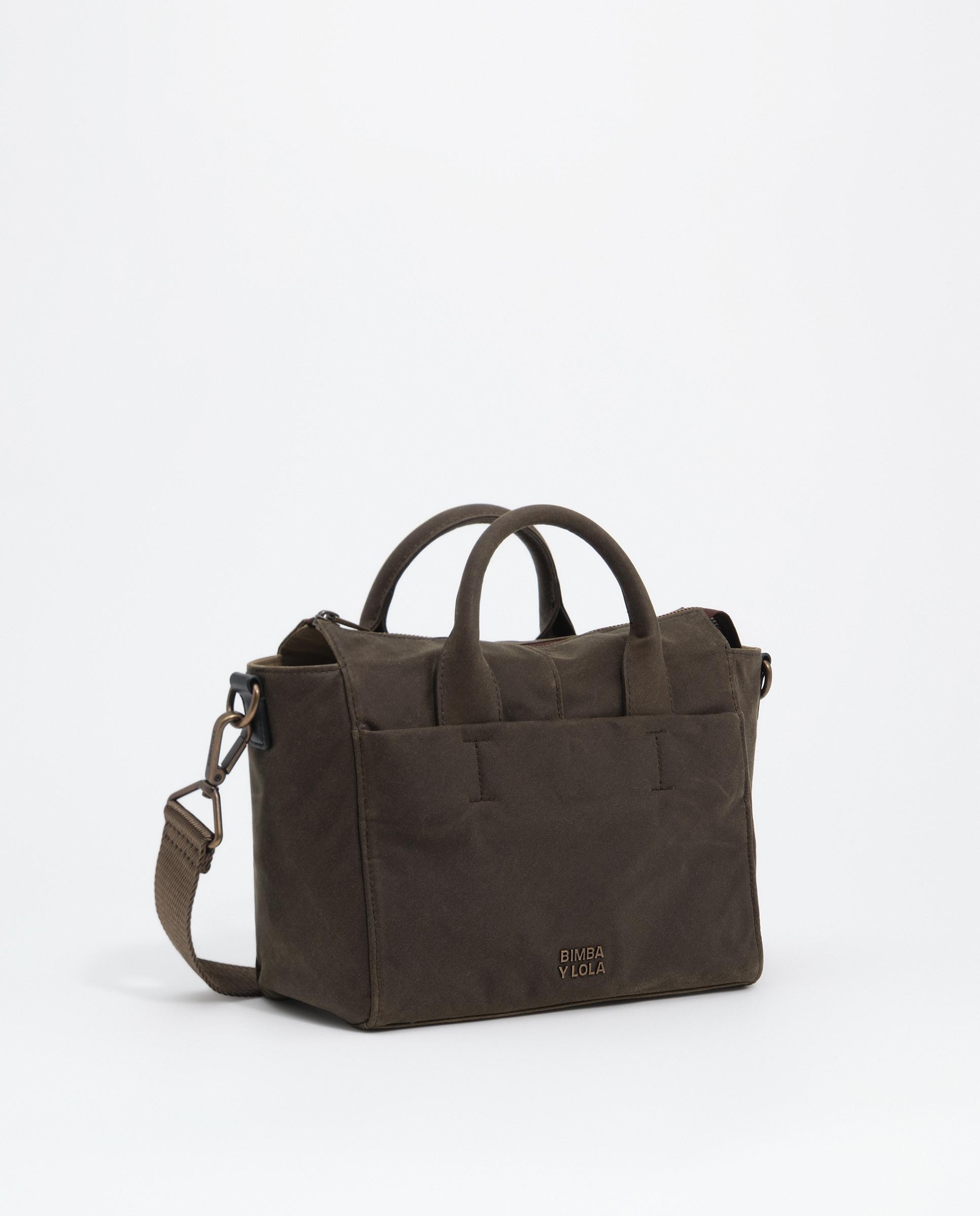 Bolso de mano de mujer bowling mediano algodón - Bimba y Lola - Kaki Kaki-3