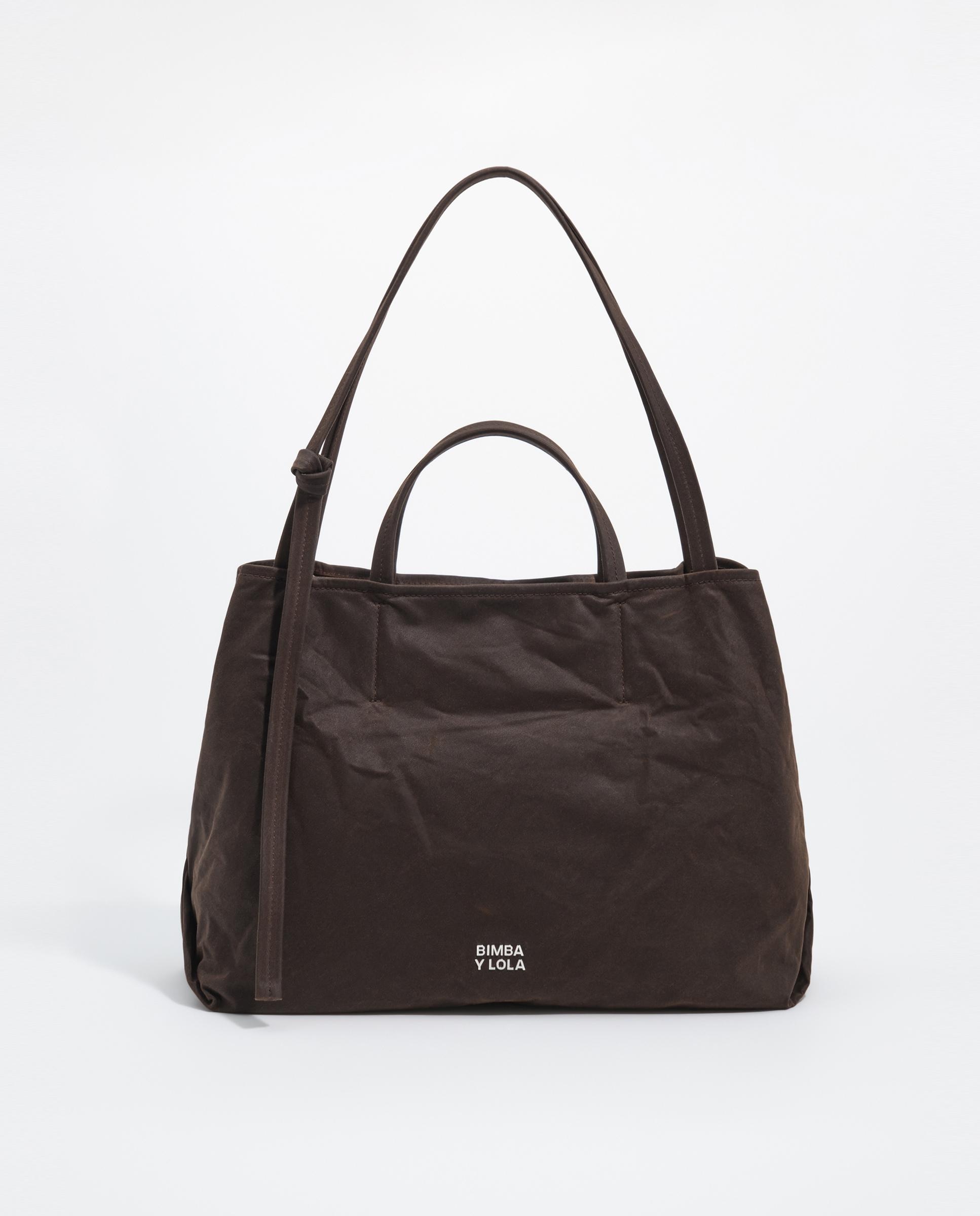 Bolso shopper grande encerado con cierre cremallera - Bimba y Lola - Marrón Marrón-1