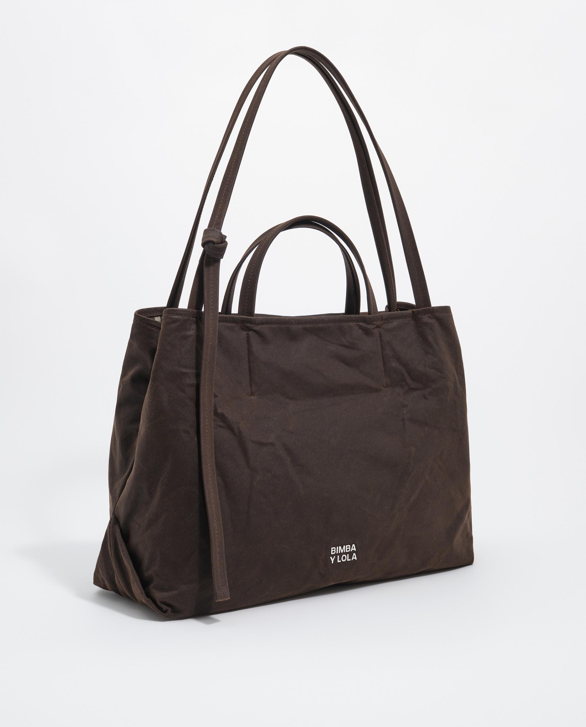 Bolso shopper grande encerado con cierre cremallera - Bimba y Lola - Marrón Marrón-3
