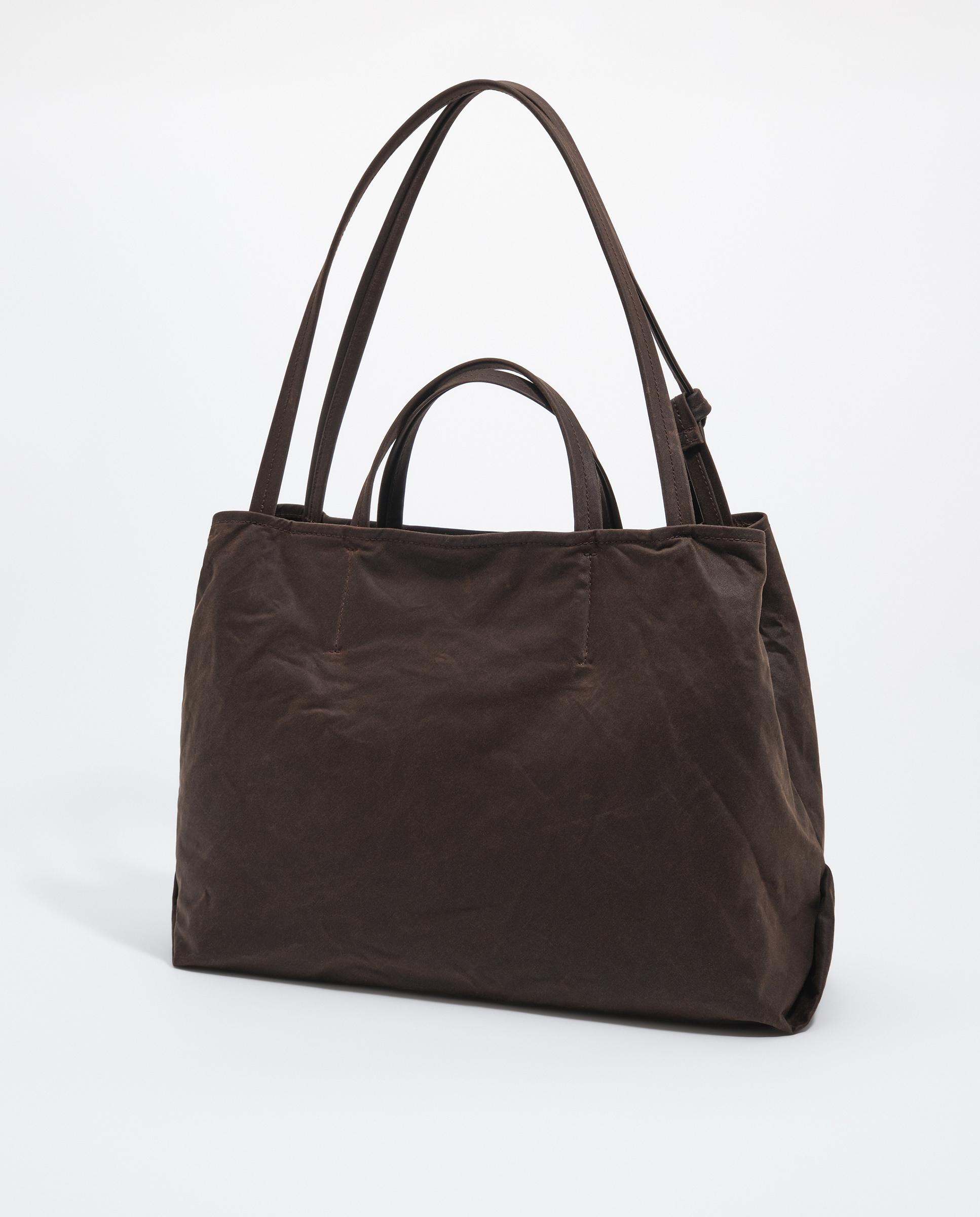 Bolso shopper grande encerado con cierre cremallera - Bimba y Lola - Marrón Marrón-5