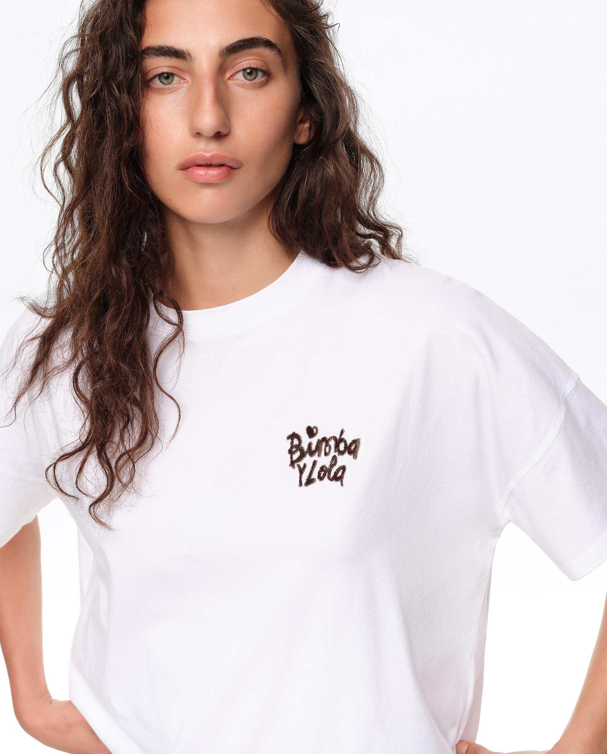 Camiseta de mujer boxy algodón - Bimba y Lola - Blanco Blanco-2