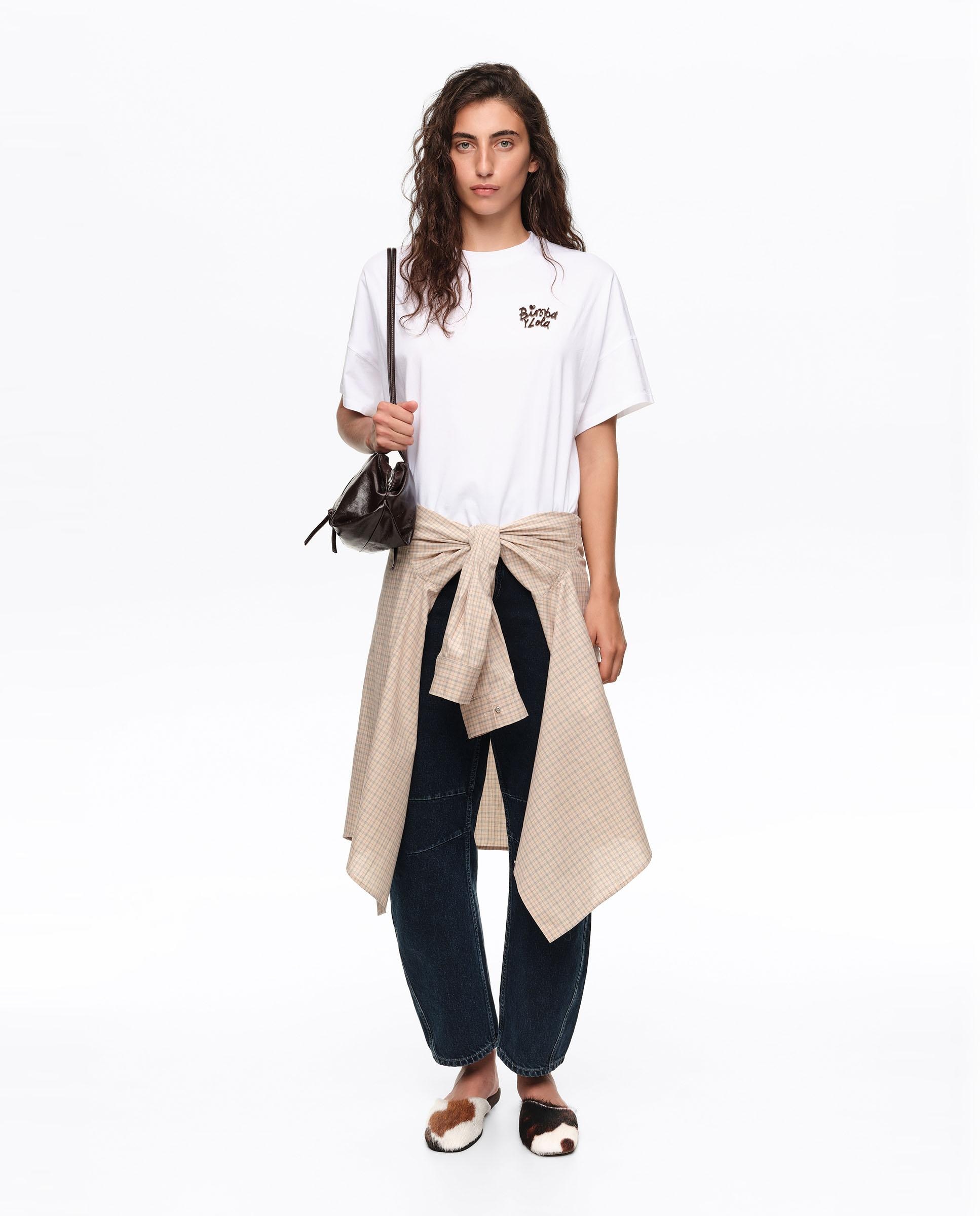Camiseta de mujer boxy algodón - Bimba y Lola - Blanco Blanco-5