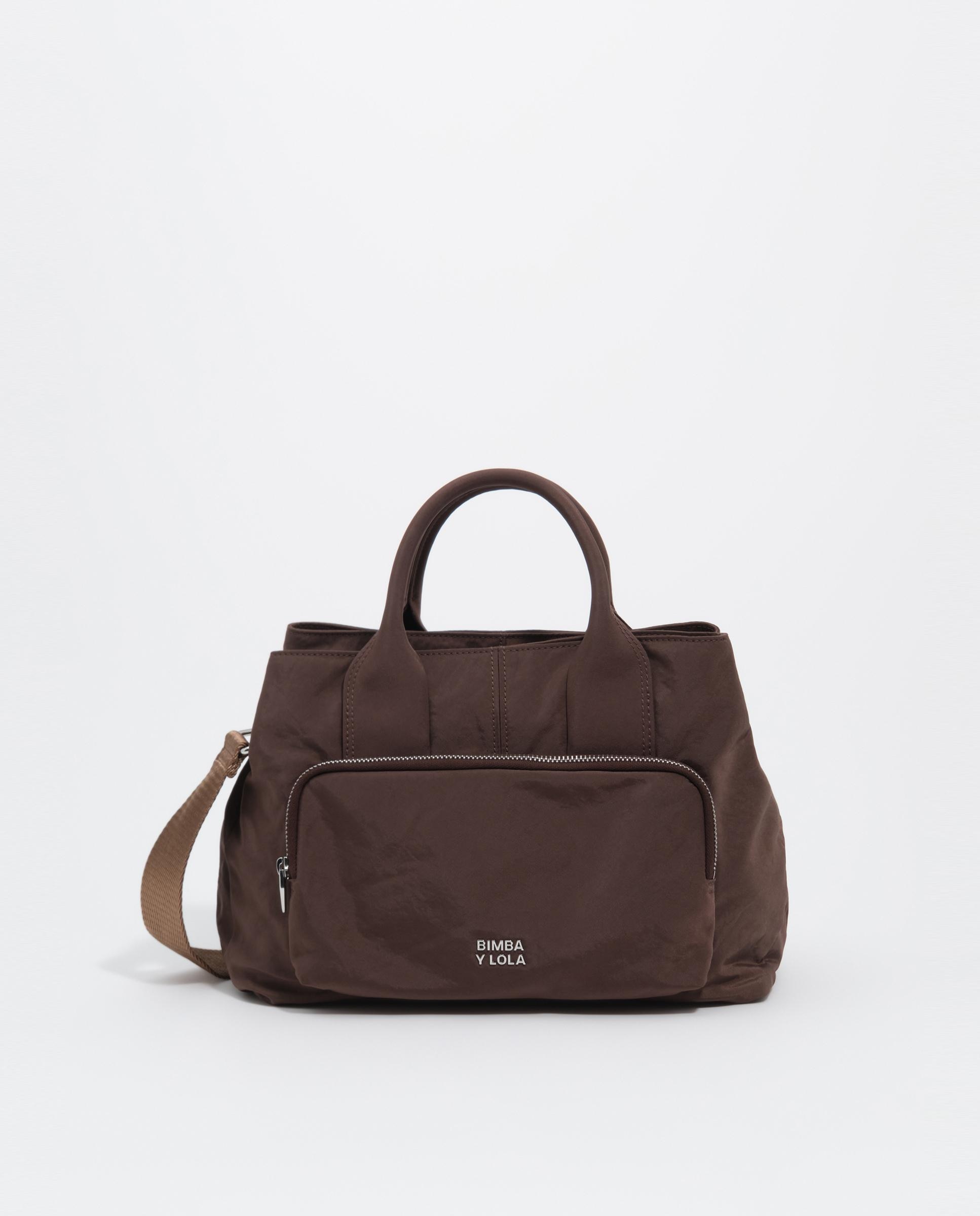 Imagen 1 de Bolso de mano grande en nylon con cierre cremallera - Bimba y Lola - Marrón Marrón