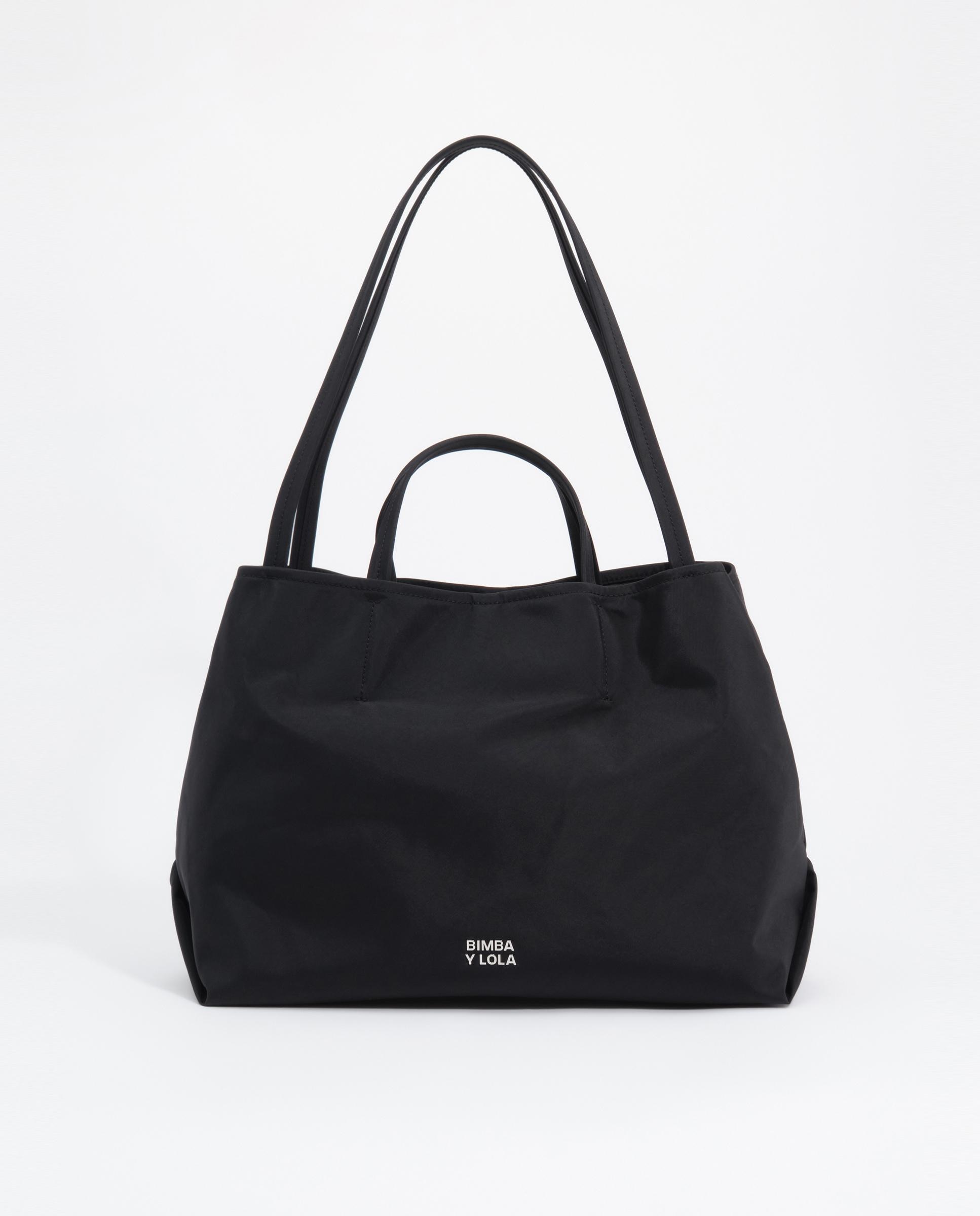 Bolso de hombro de mujer grande en nylon con cierre cremallera - Bimba y Lola - Negro Negro-1