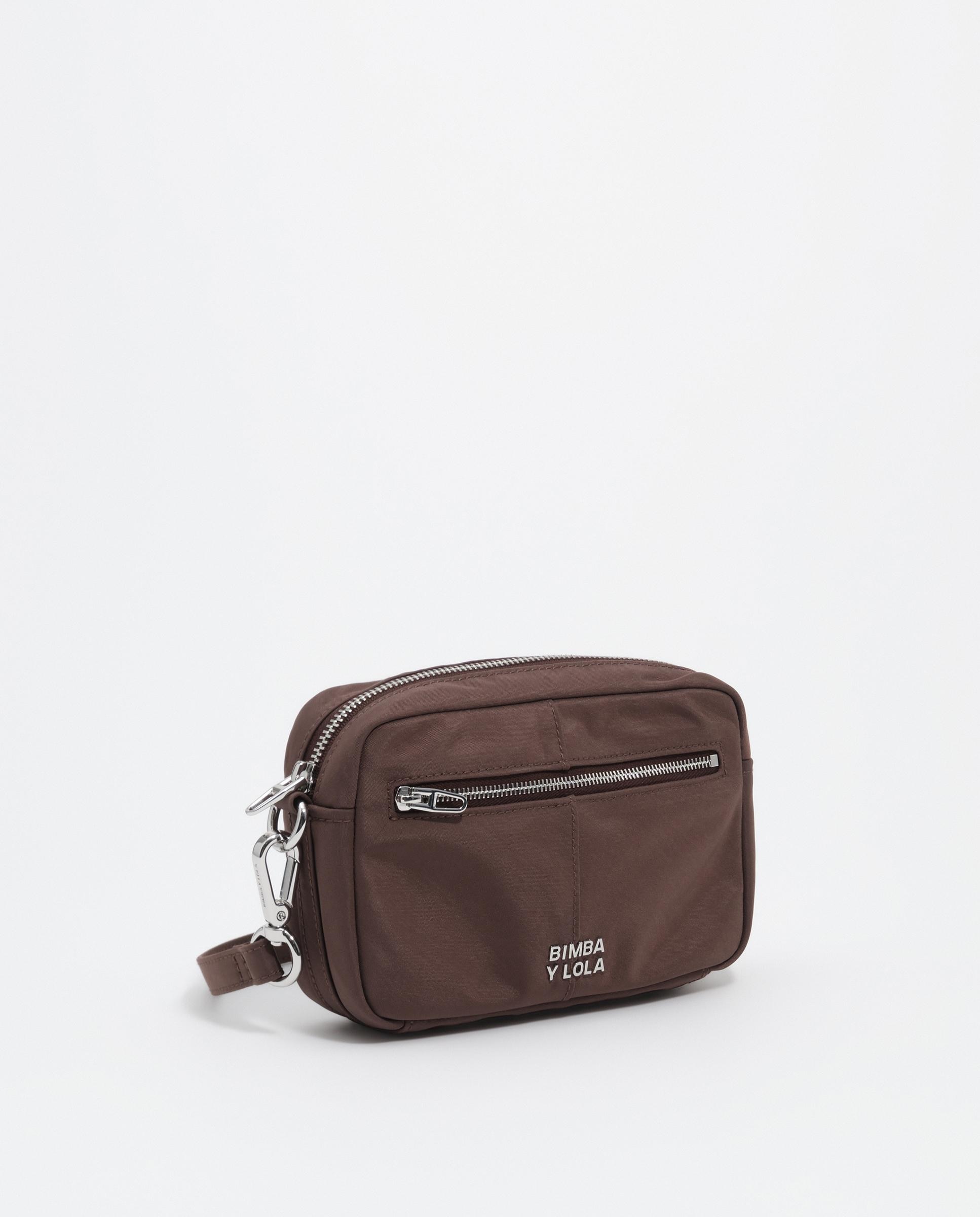 Bolso bandolera pequeño en nylon con cierre cremallera - Bimba y Lola - Marrón Marrón-3