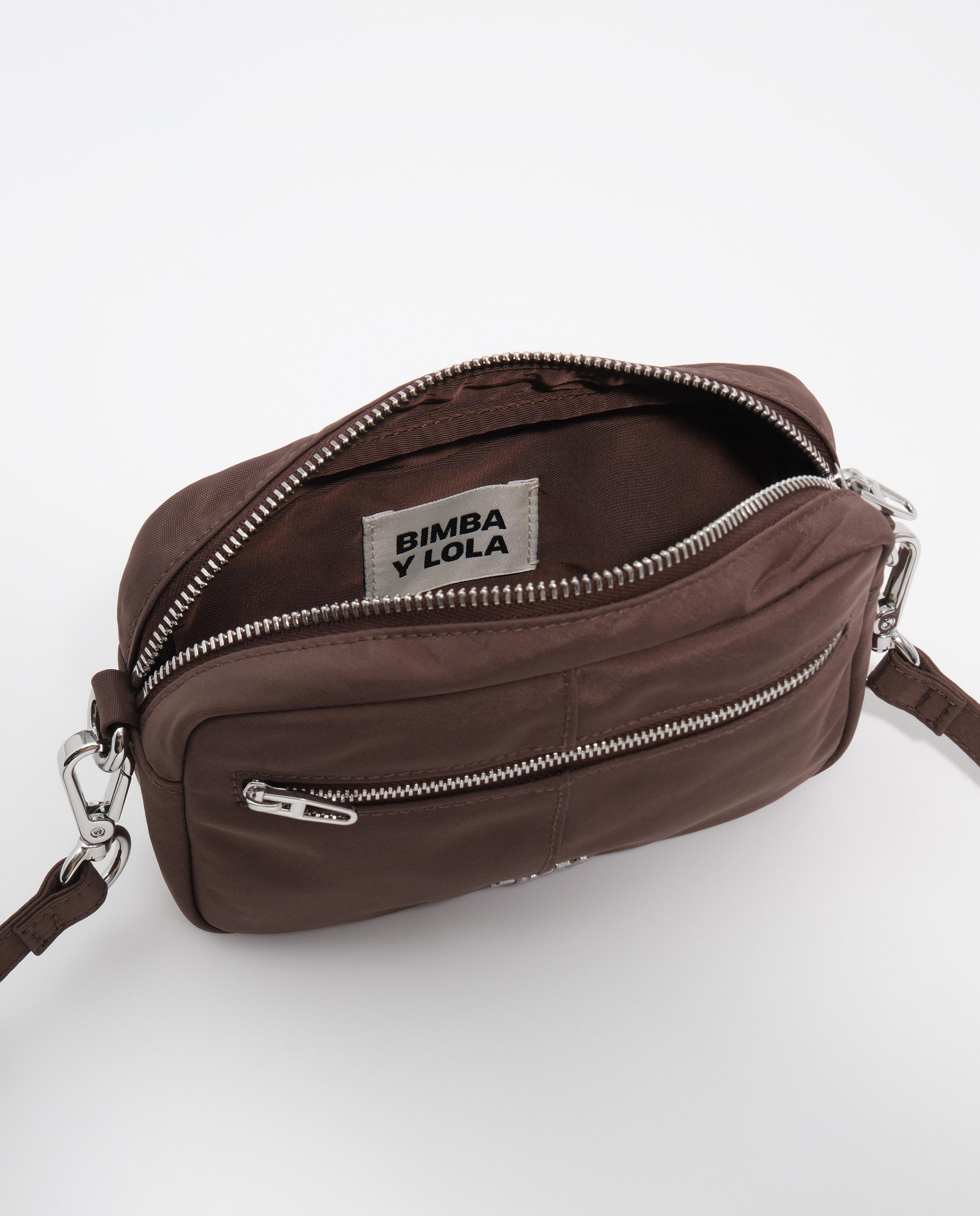Bolso bandolera pequeño en nylon con cierre cremallera - Bimba y Lola - Marrón Marrón-5
