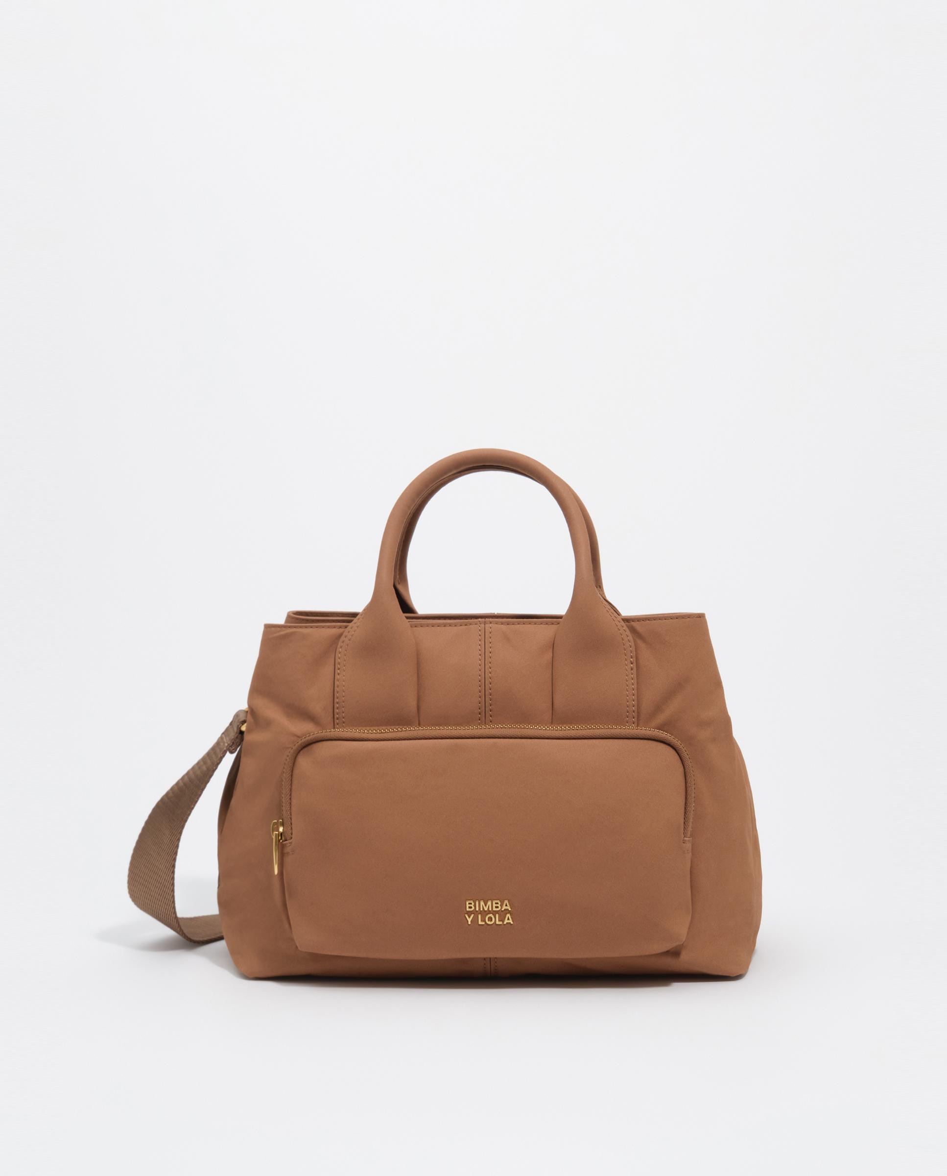 Bolso de mano grande de algodón con acabados metálicos - Bimba y Lola - Marrón Marrón-1