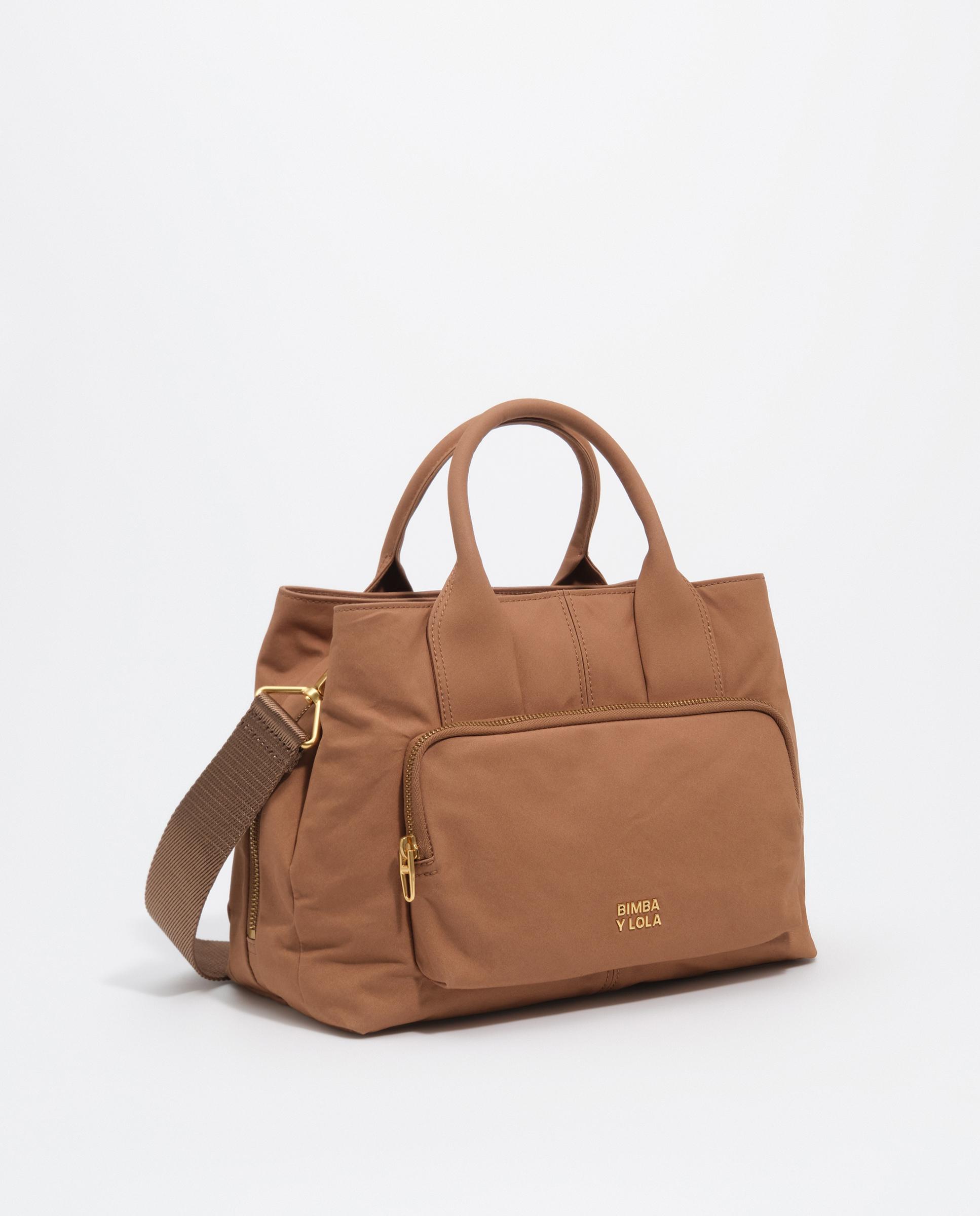 Bolso de mano grande de algodón con acabados metálicos - Bimba y Lola - Marrón Marrón-5