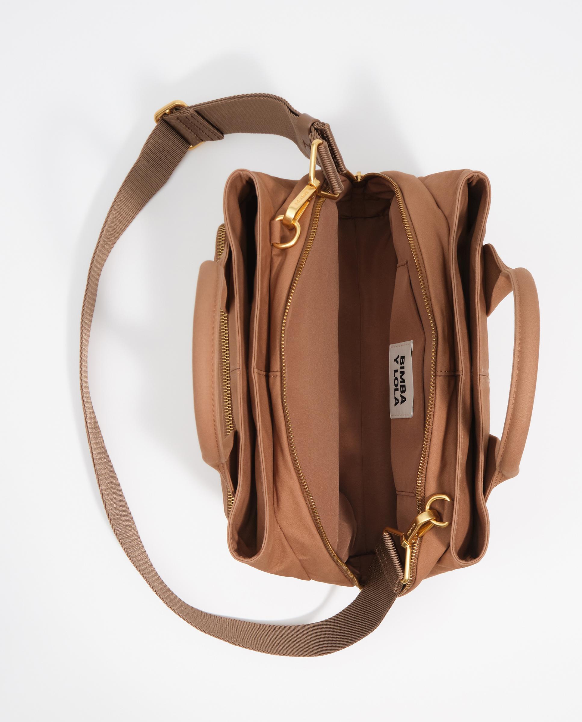 Bolso de mano grande de algodón con acabados metálicos - Bimba y Lola - Marrón Marrón-6