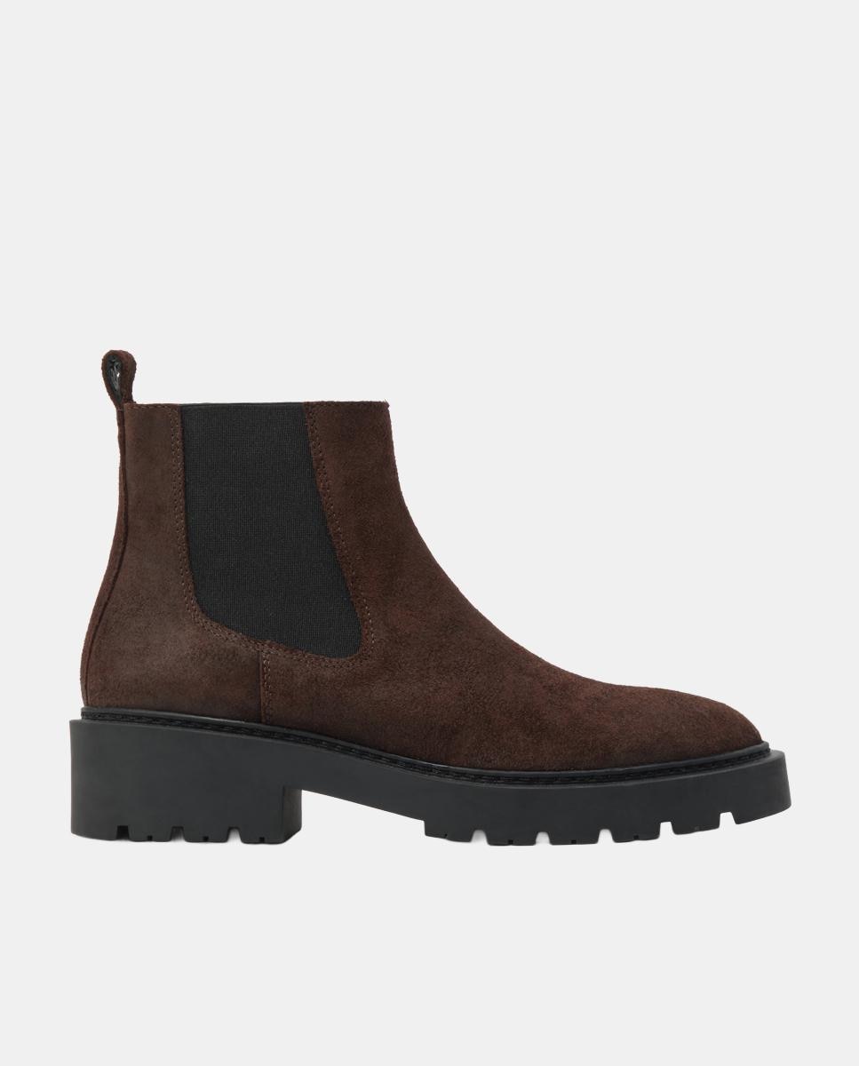 Botines de mujer piel engrasada - Bimba y Lola - Marrón oscuro Marrón oscuro-1