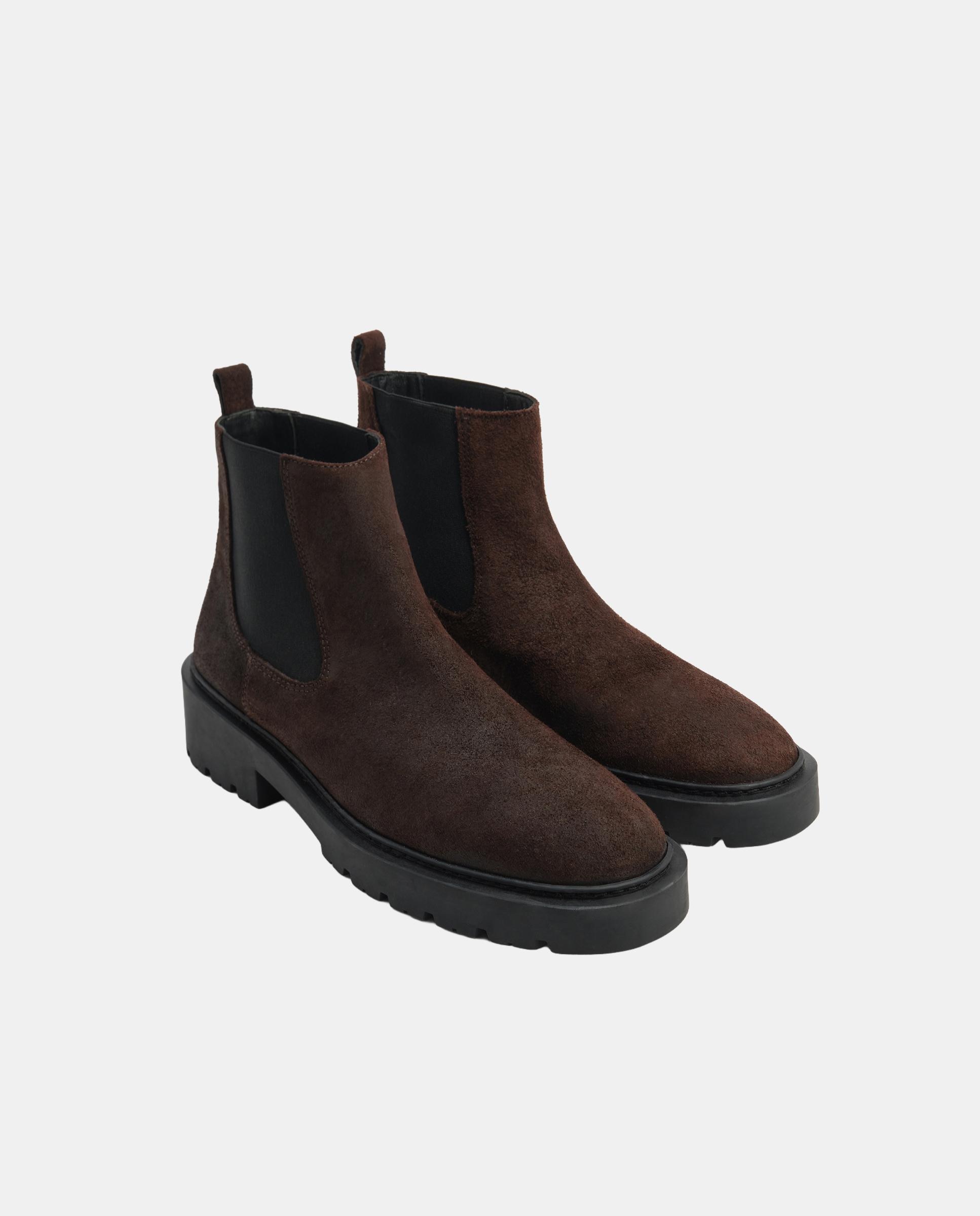 Botines de mujer piel engrasada - Bimba y Lola - Marrón oscuro Marrón oscuro-4