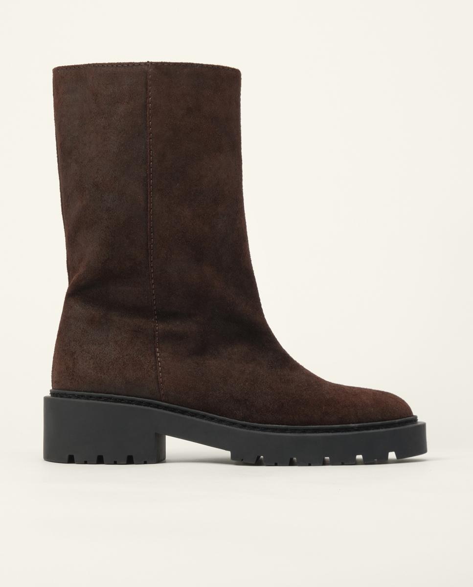 Imagen 1 de Botines de mujer piel engrasada - Bimba y Lola - Marrón oscuro Marrón oscuro
