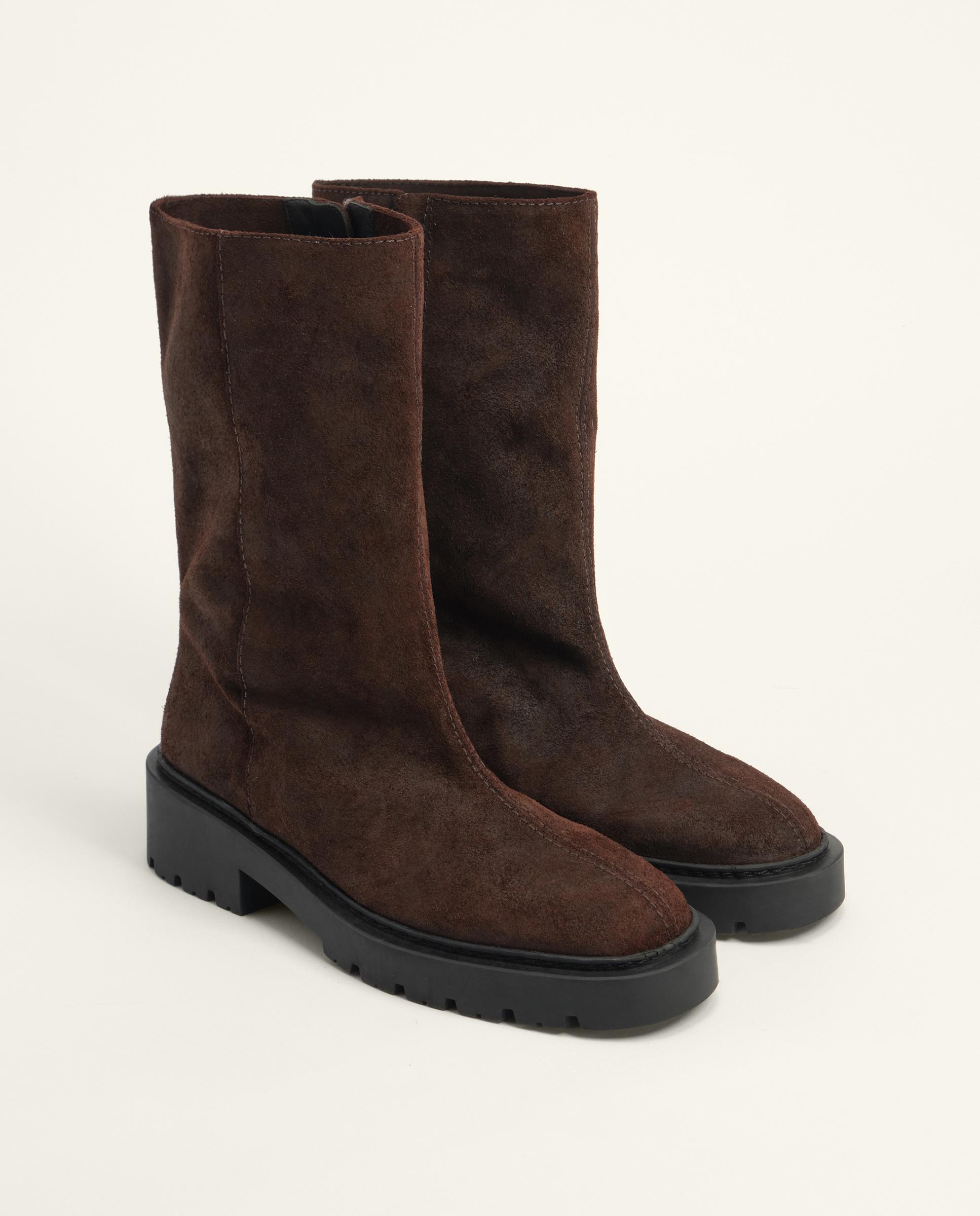 Imagen 4 de Botines de mujer piel engrasada - Bimba y Lola - Marrón oscuro Marrón oscuro