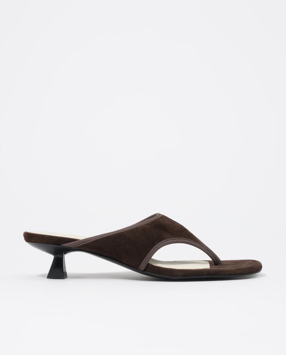 Sandalias de tacón de mujer serraje contraste - Bimba y Lola - Marrón oscuro Marrón oscuro-1