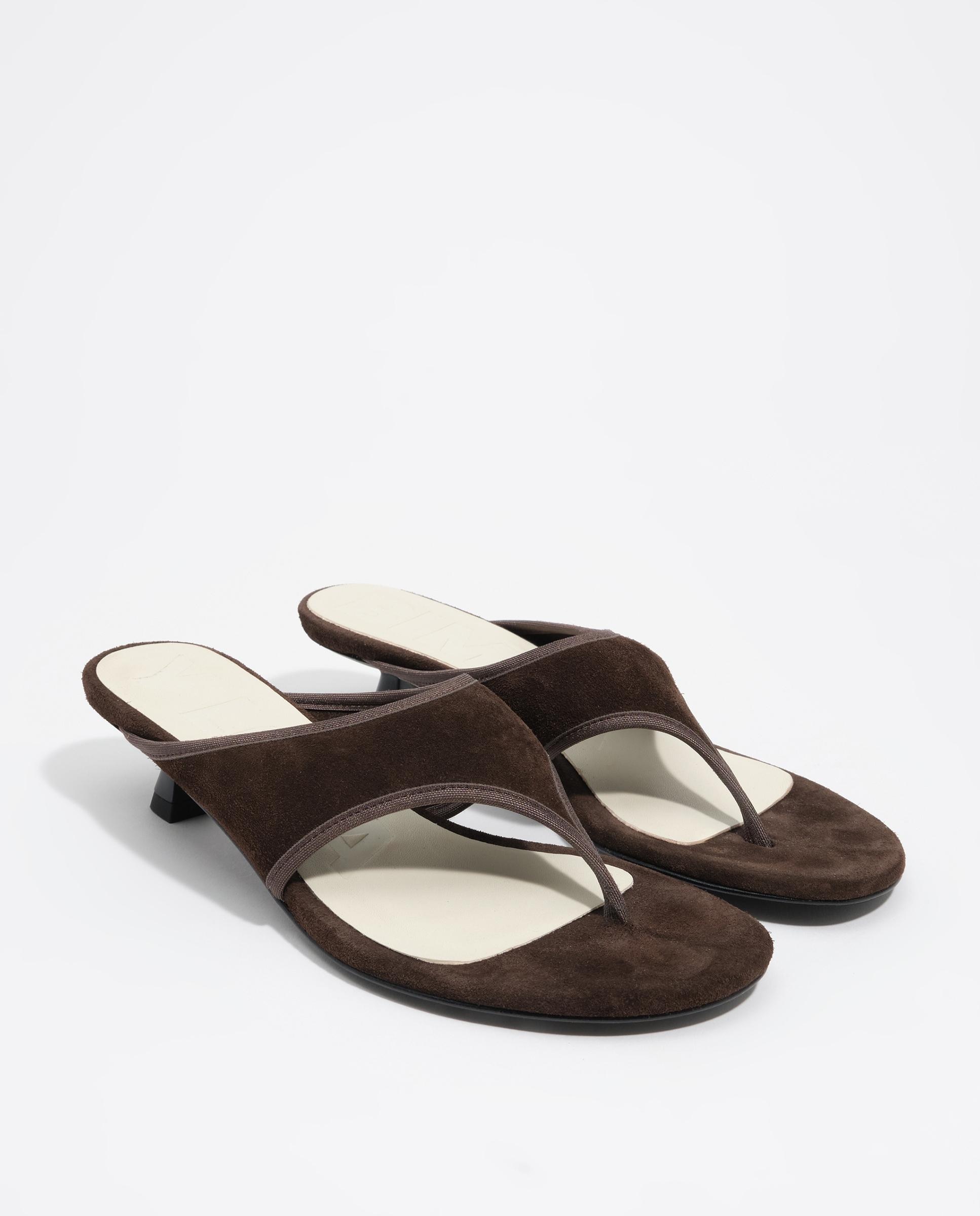 Sandalias de tacón de mujer serraje contraste - Bimba y Lola - Marrón oscuro Marrón oscuro-3