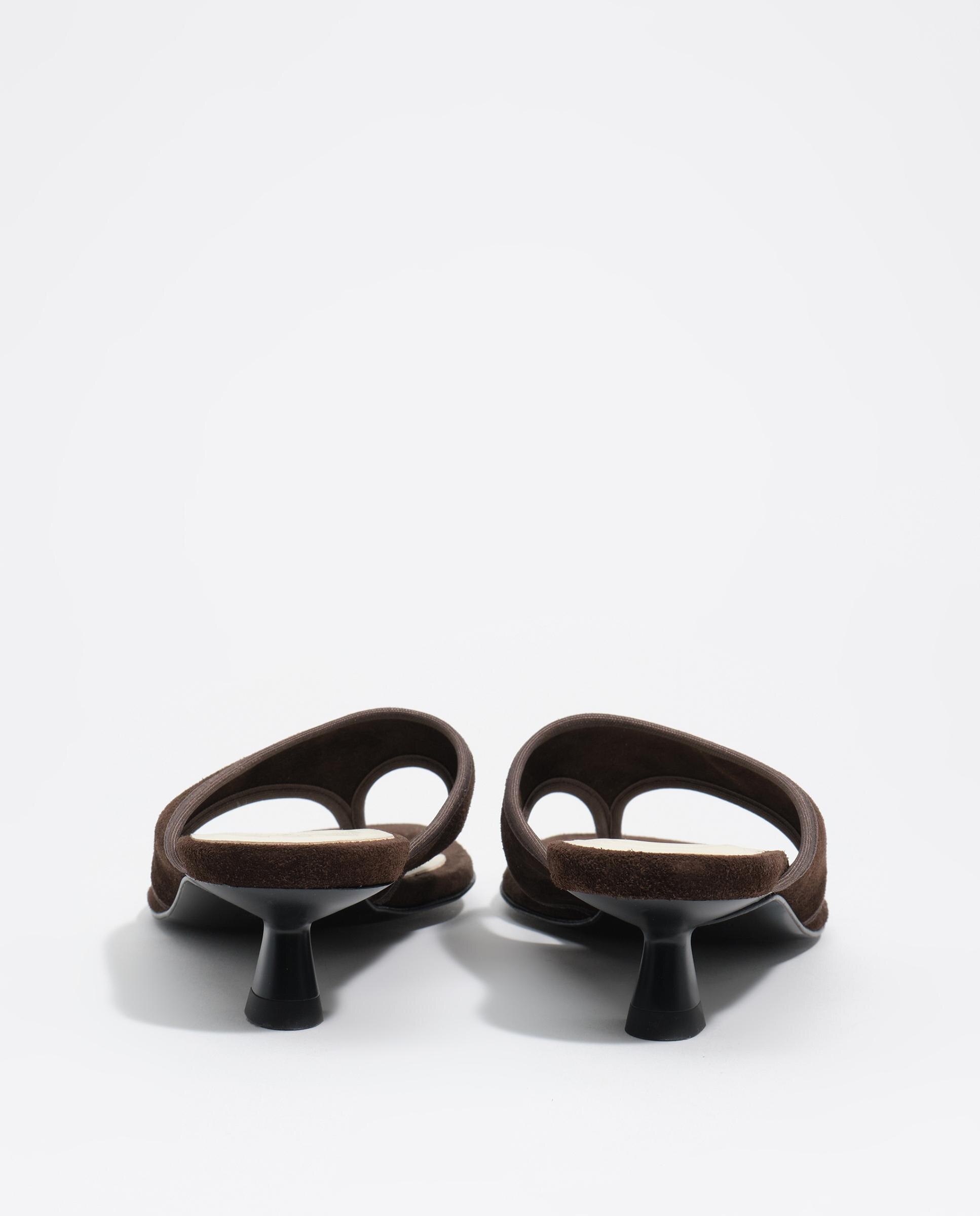 Sandalias de tacón de mujer serraje contraste - Bimba y Lola - Marrón oscuro Marrón oscuro-4