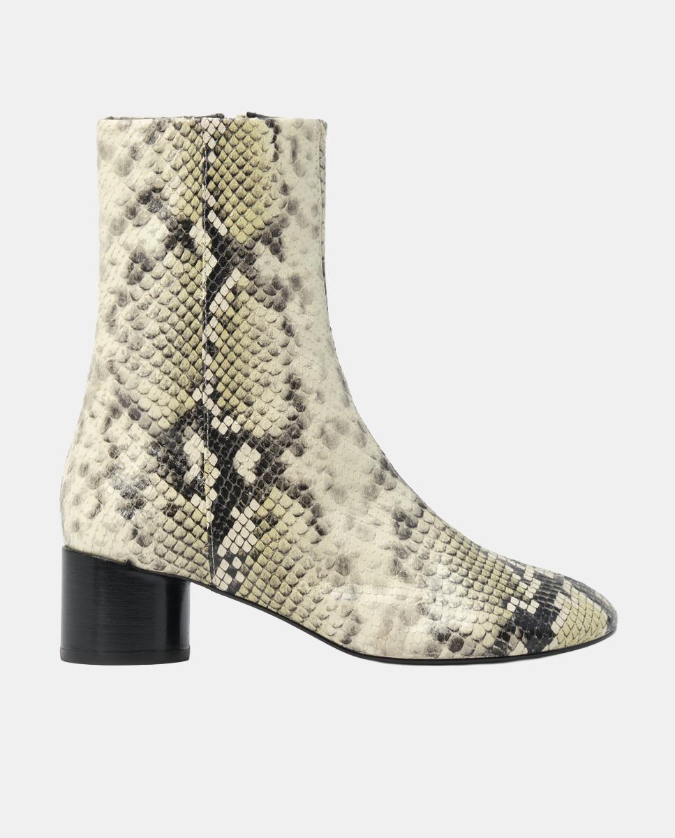 Botines de mujer tacón piel print serpiente - Bimba y Lola - Marfil Marfil-1