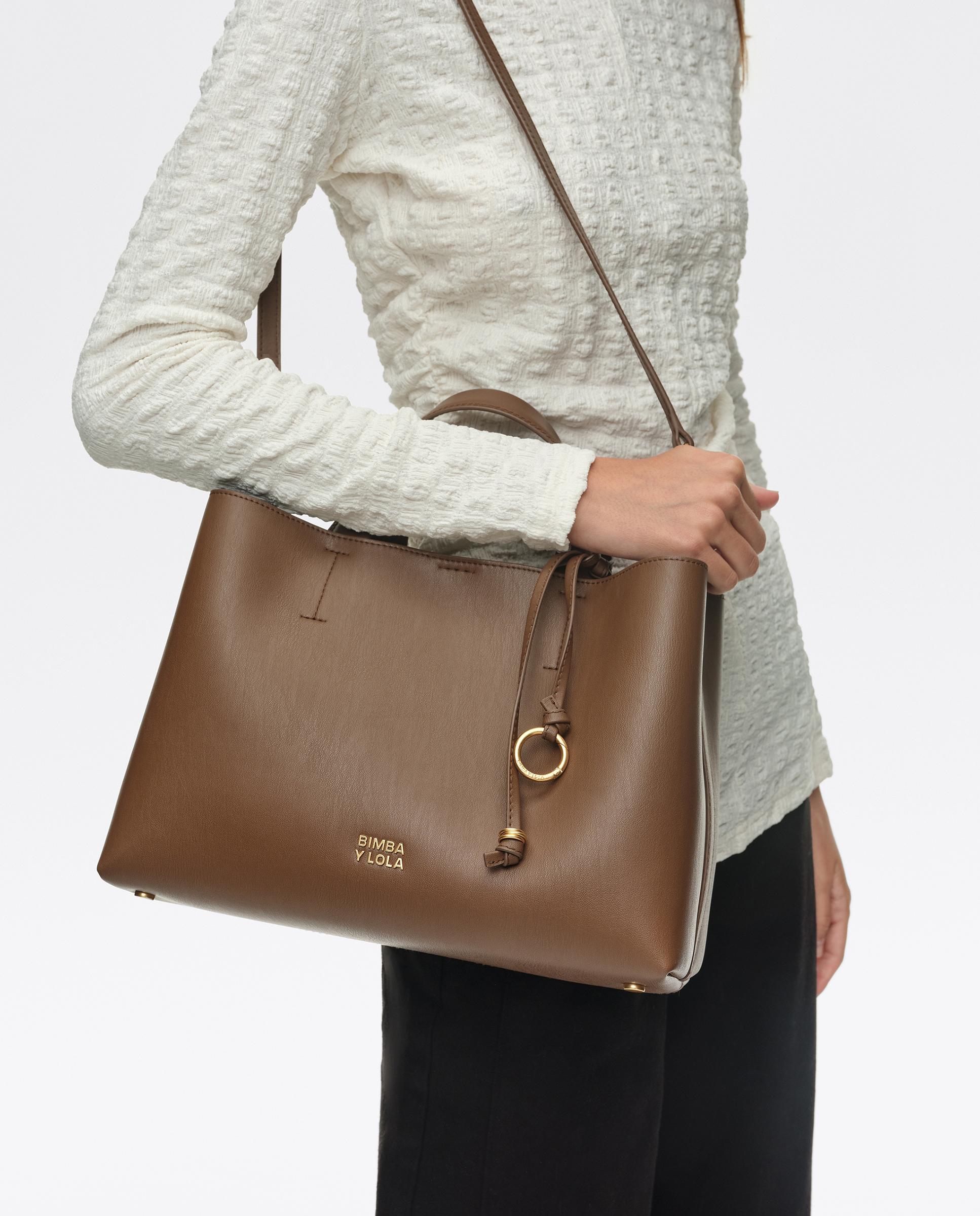 Bolso de mano de mujer tote chihuahua grande piel - Bimba y Lola - Marrón Marrón-2
