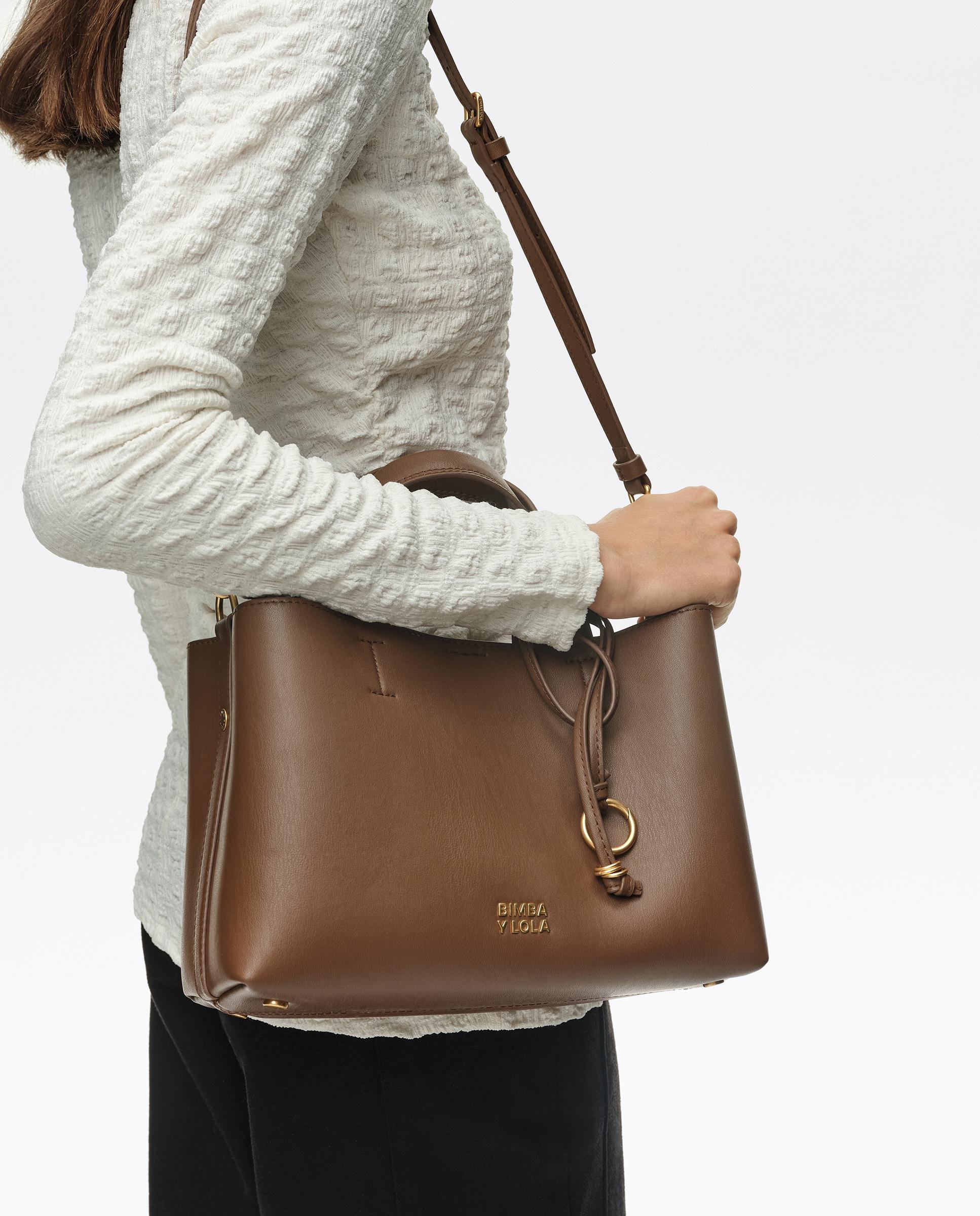 Bolso de mano de mujer tote chihuahua mediano piel - Bimba y Lola - Marrón Marrón-2