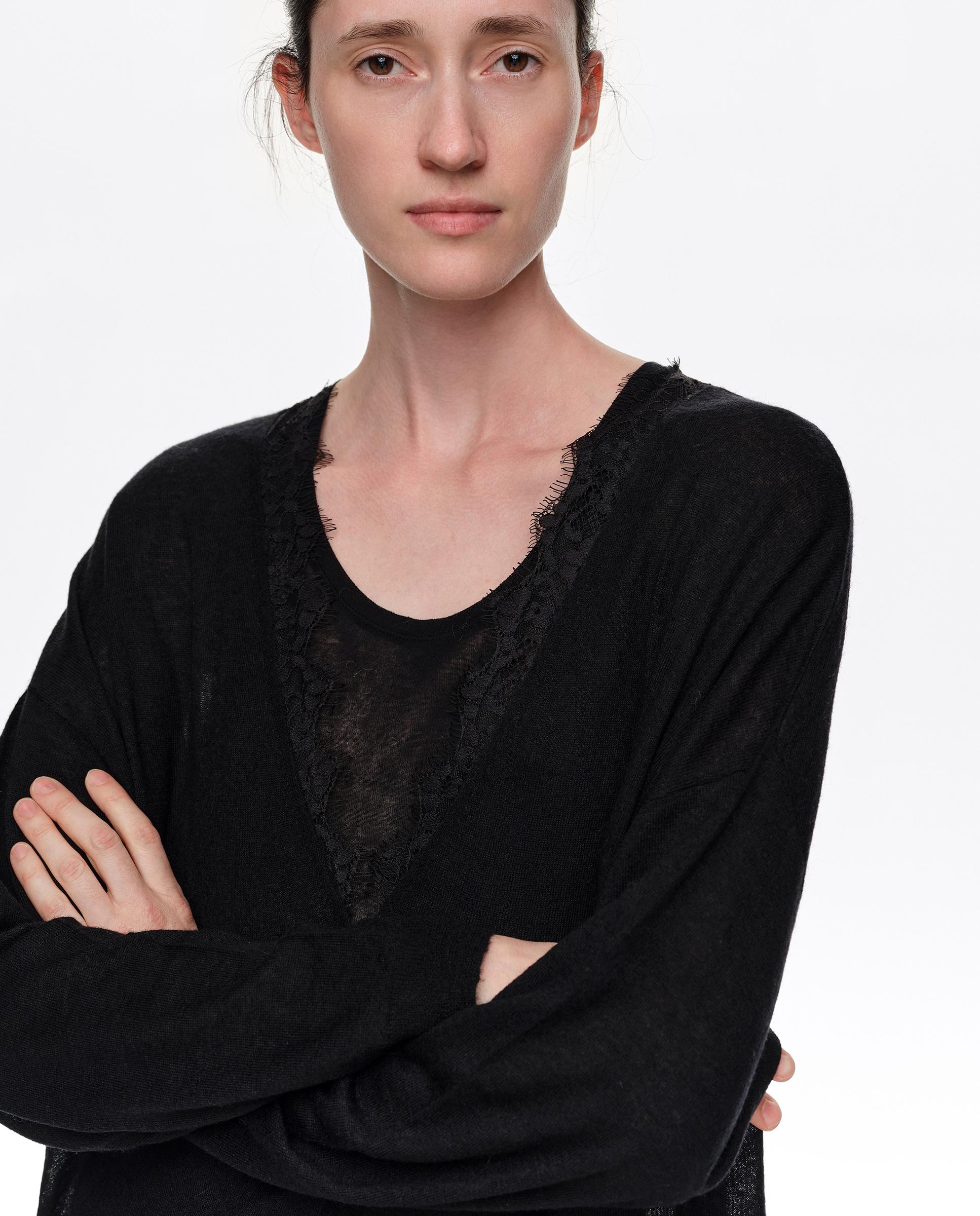 Cárdigan de mujer largo lana encajes - Bimba y Lola - Negro Negro-2