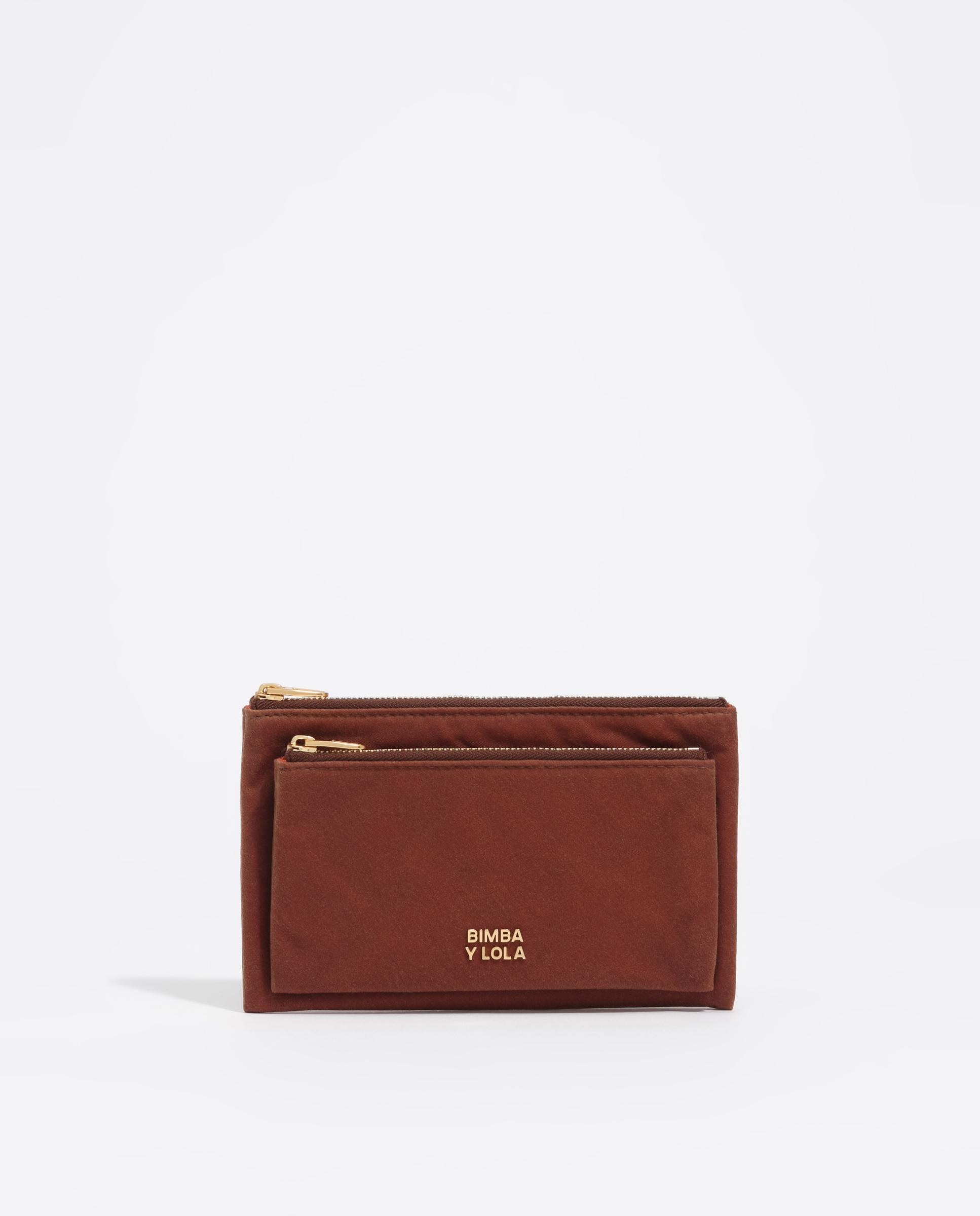 Cartera de mujer encerada con bolsillo interior - Bimba y Lola - Marrón Marrón-1
