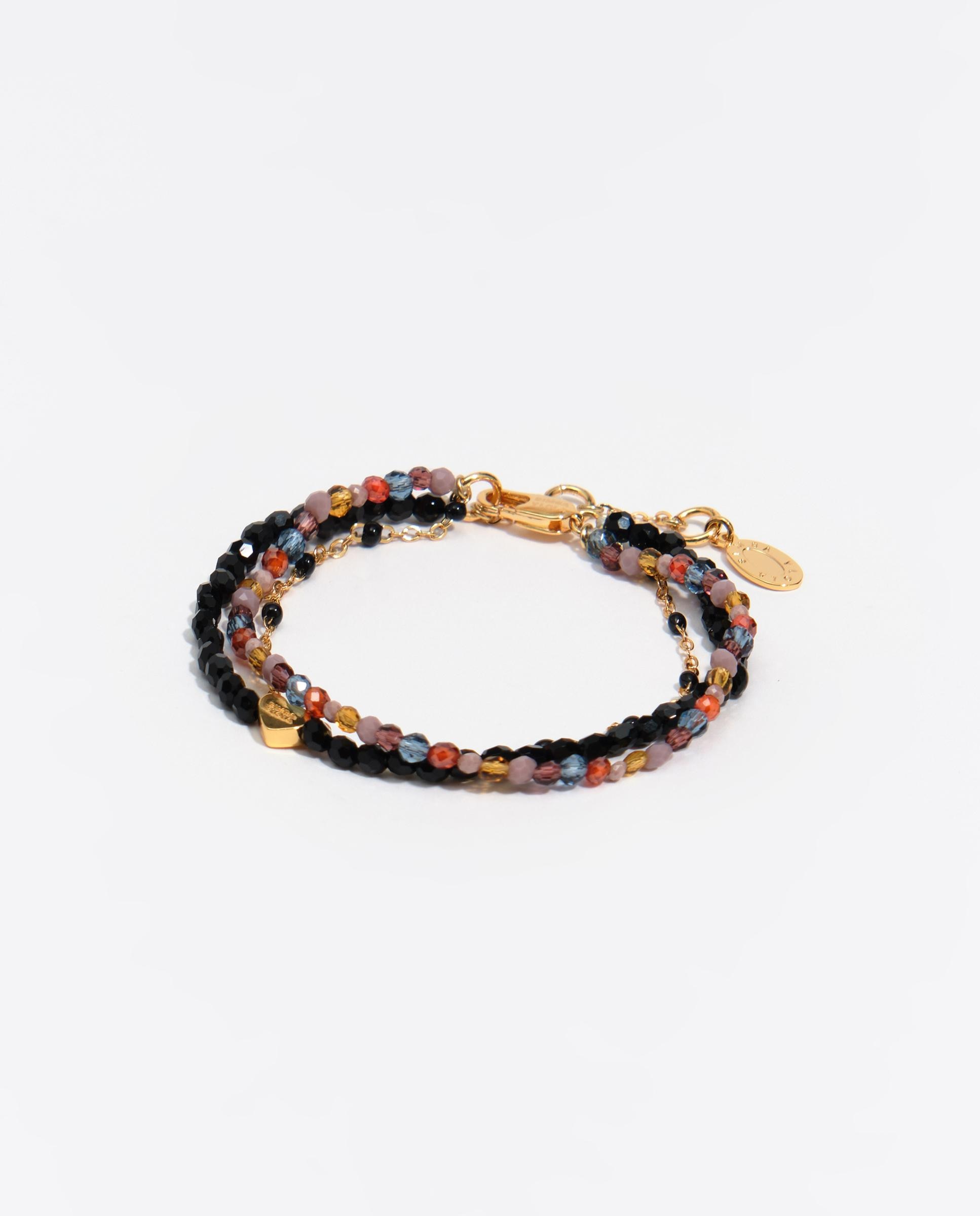 Imagen 0 de Pulsera triple cadena piedras y cristales Dorado