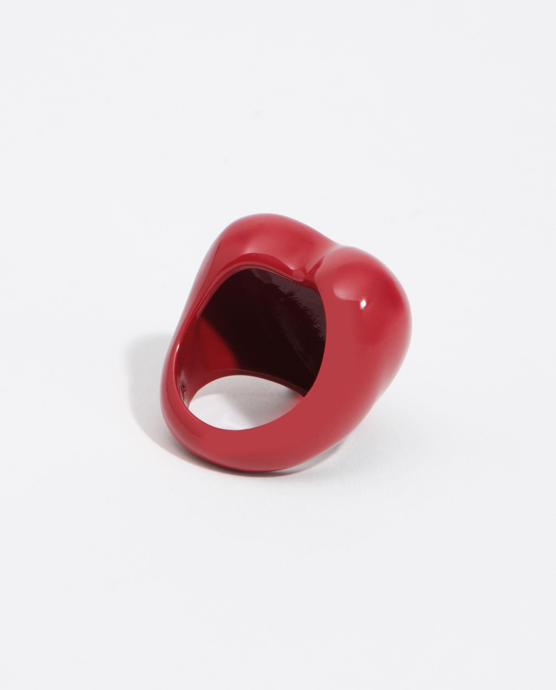 Anillo tipo sello corazón esmaltado - Bimba y Lola - Rojo Rojo-4