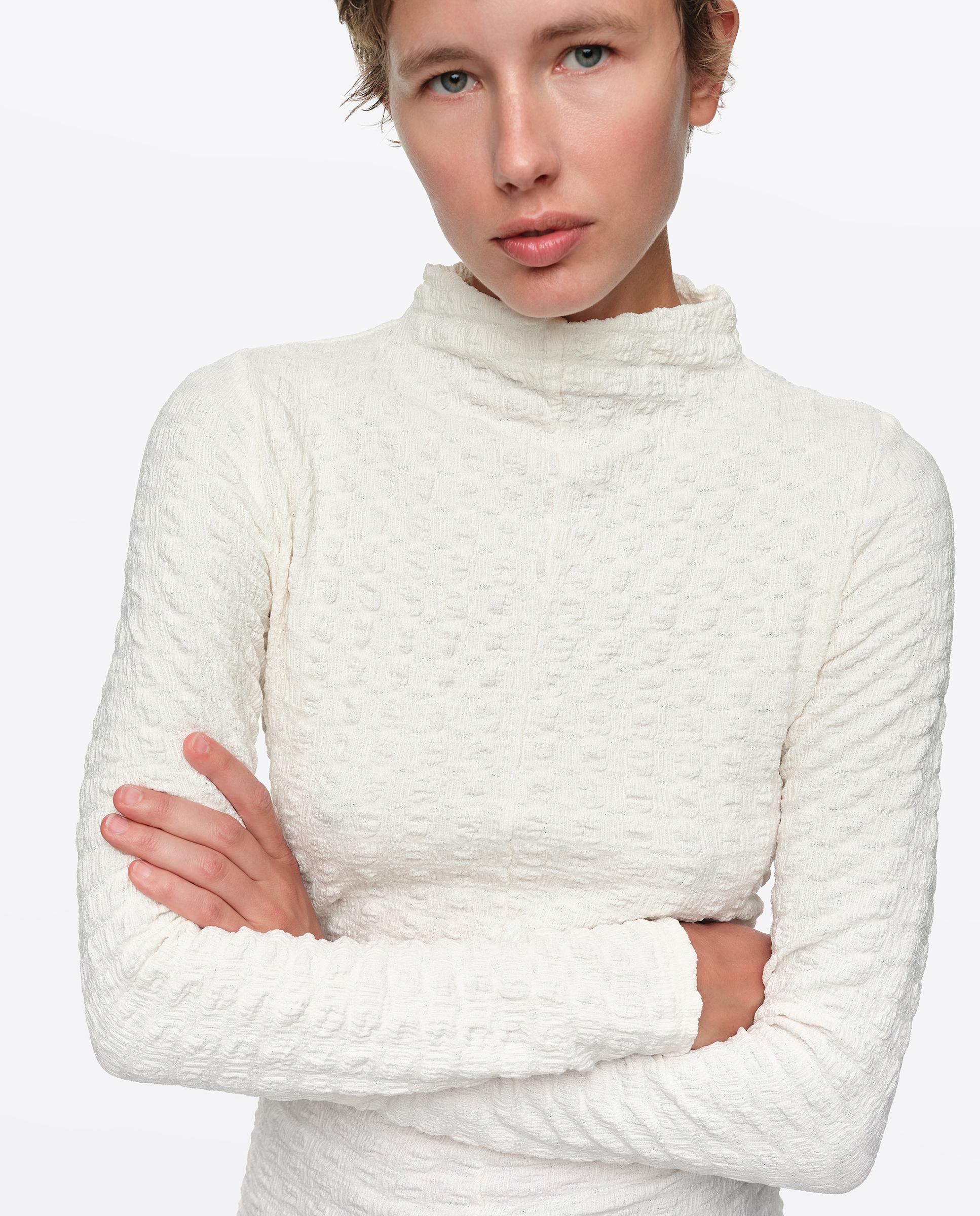 Camiseta de mujer con textura fruncida manga larga - Bimba y Lola - Marfil Marfil-2