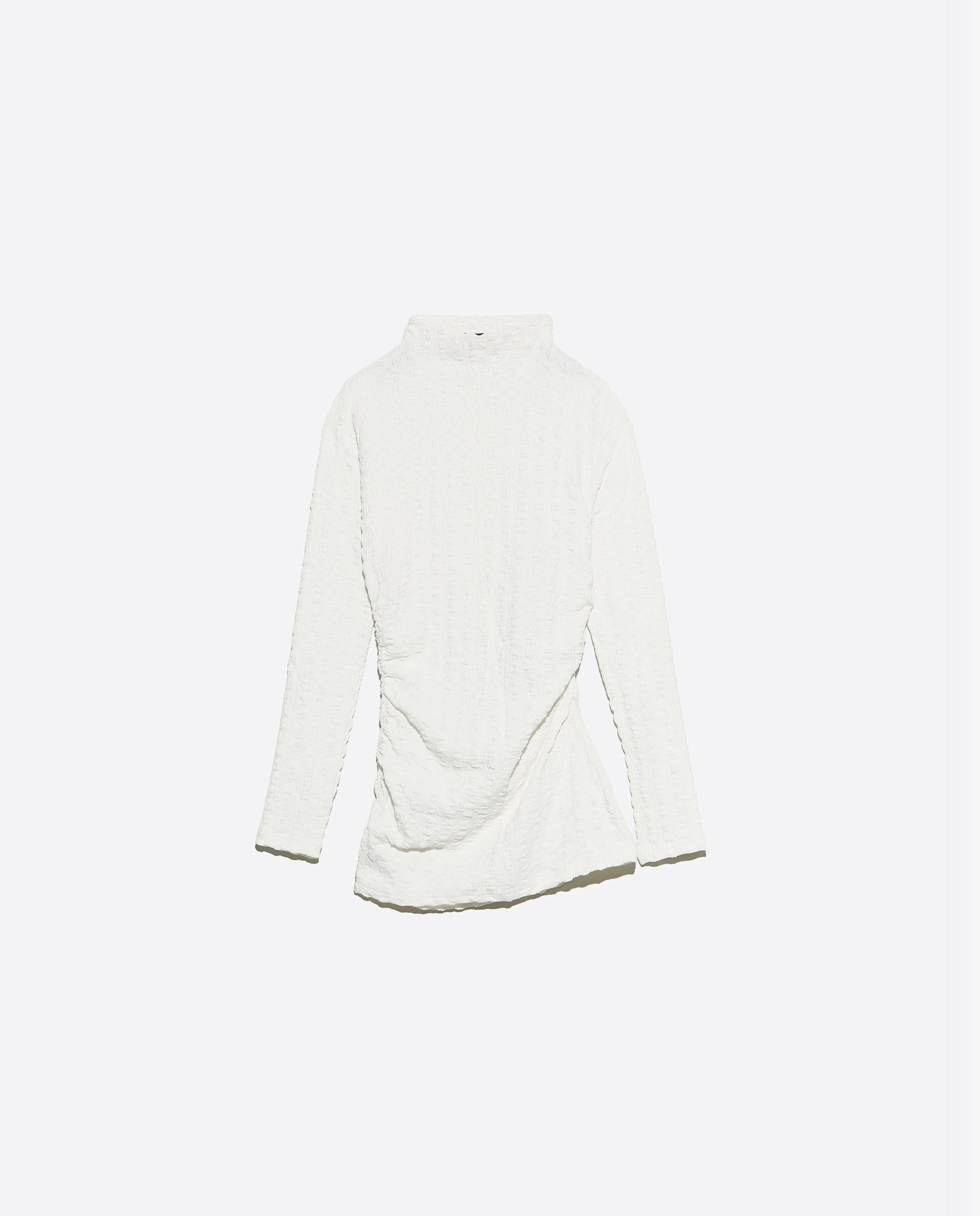 Camiseta de mujer con textura fruncida manga larga - Bimba y Lola - Marfil Marfil-6