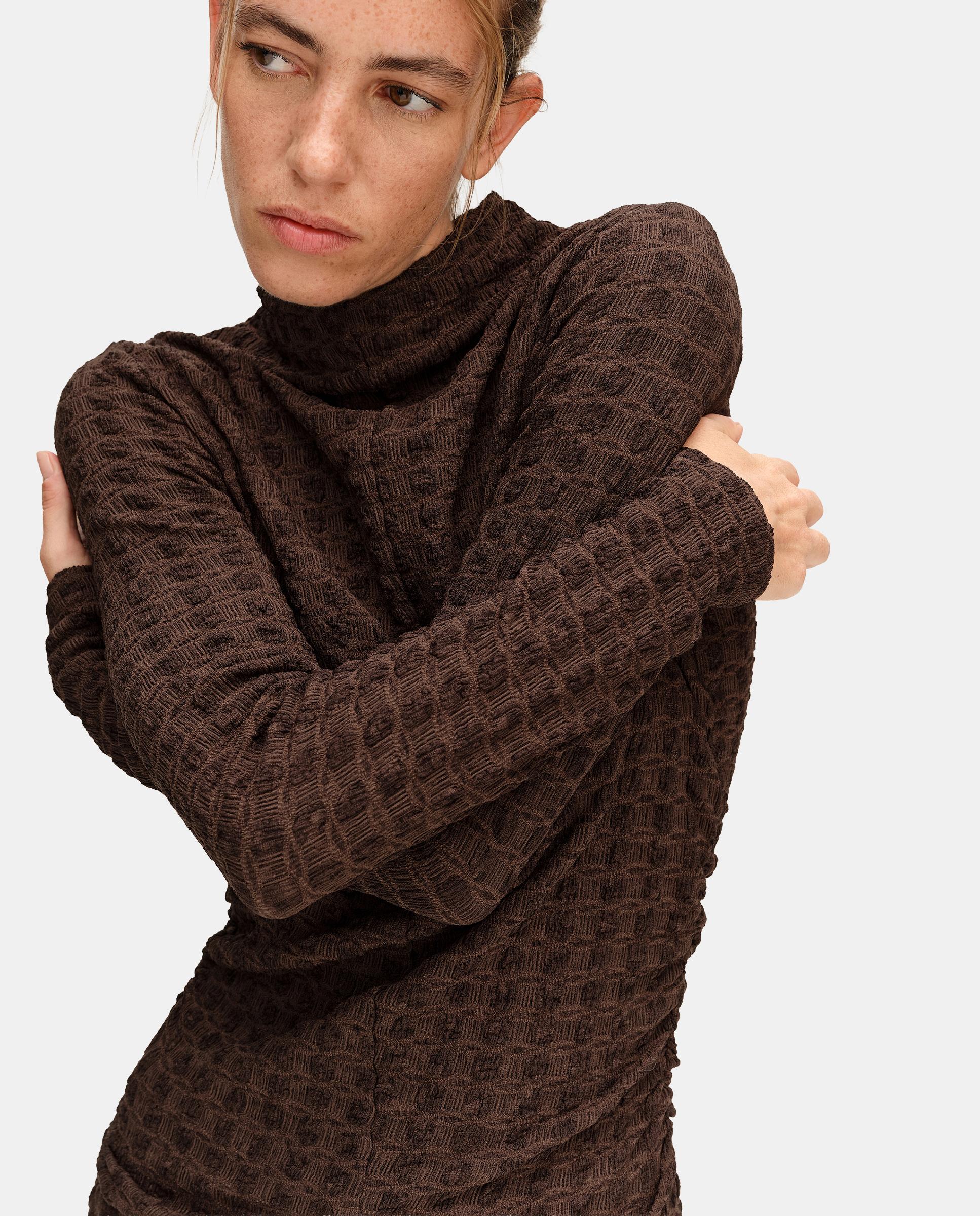 Camiseta de mujer textura fruncida - Bimba y Lola - Marrón chocolate Marrón chocolate-2
