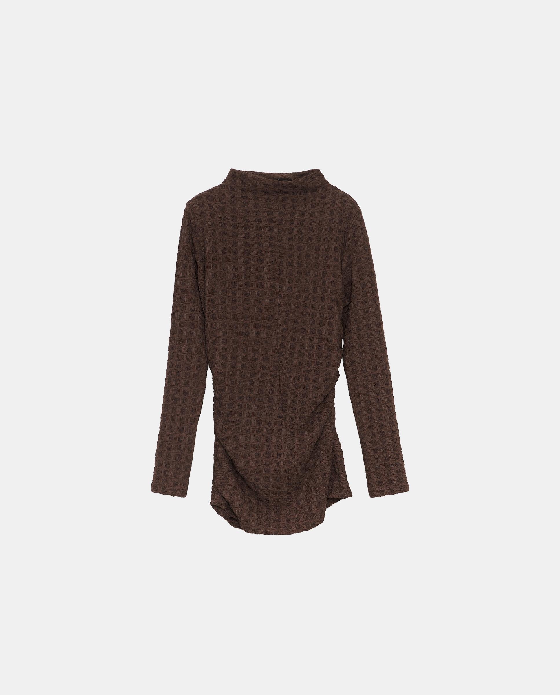 Camiseta de mujer textura fruncida - Bimba y Lola - Marrón chocolate Marrón chocolate-5