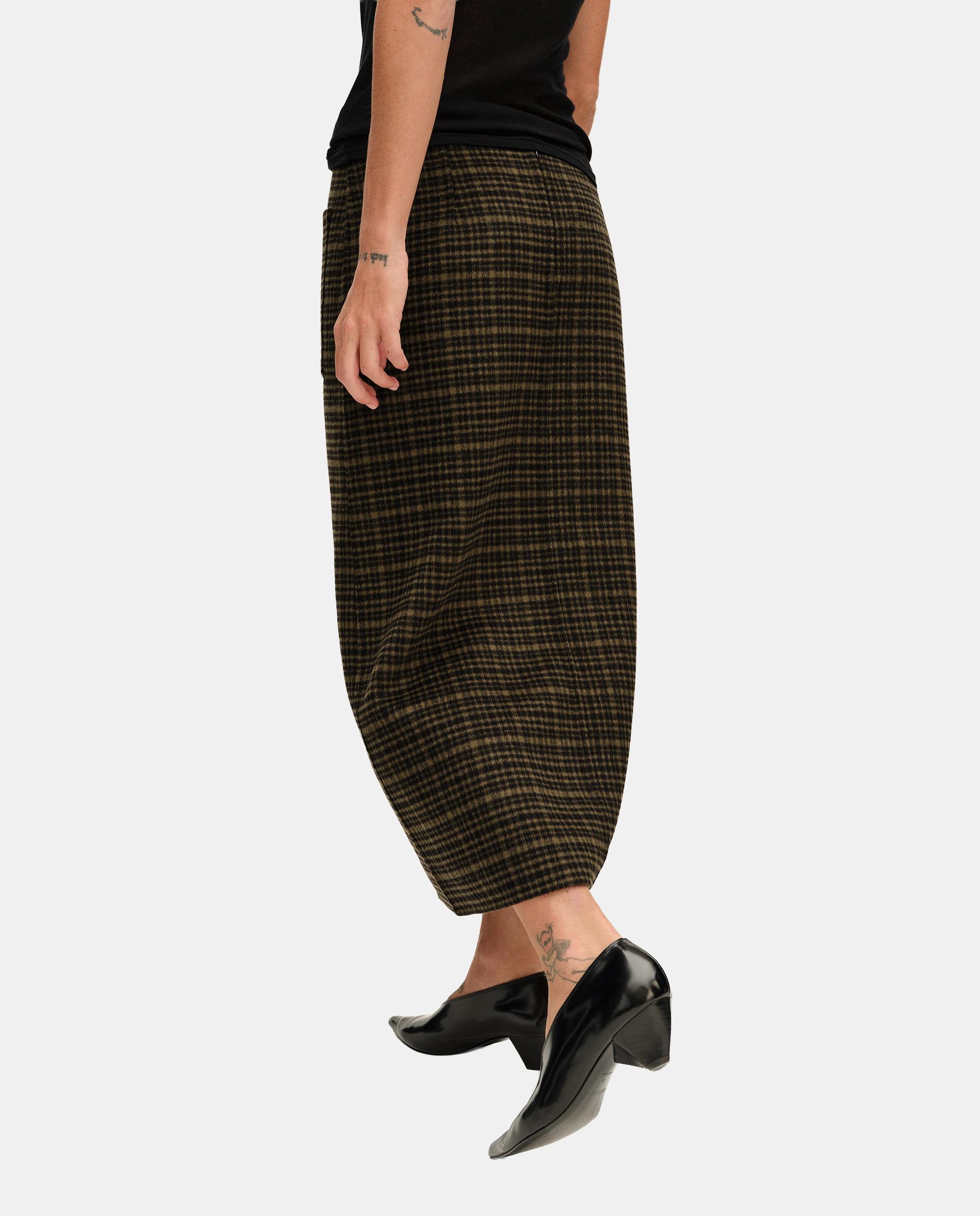 Falda midi doble faz lavada cuadros - Bimba y Lola - Kaki Kaki-4