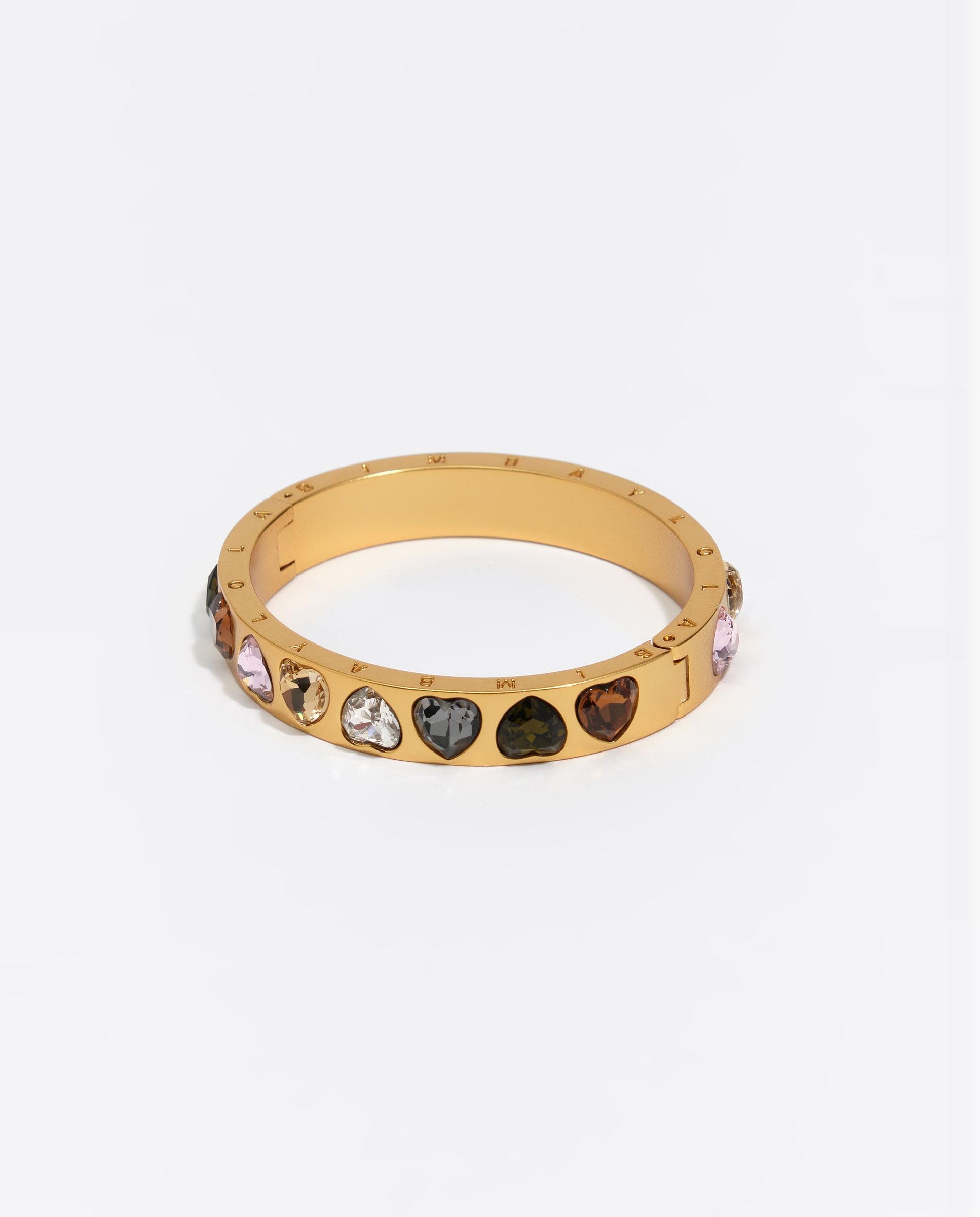 Imagen 0 de Pulsera rígida cristales corazón Dorado