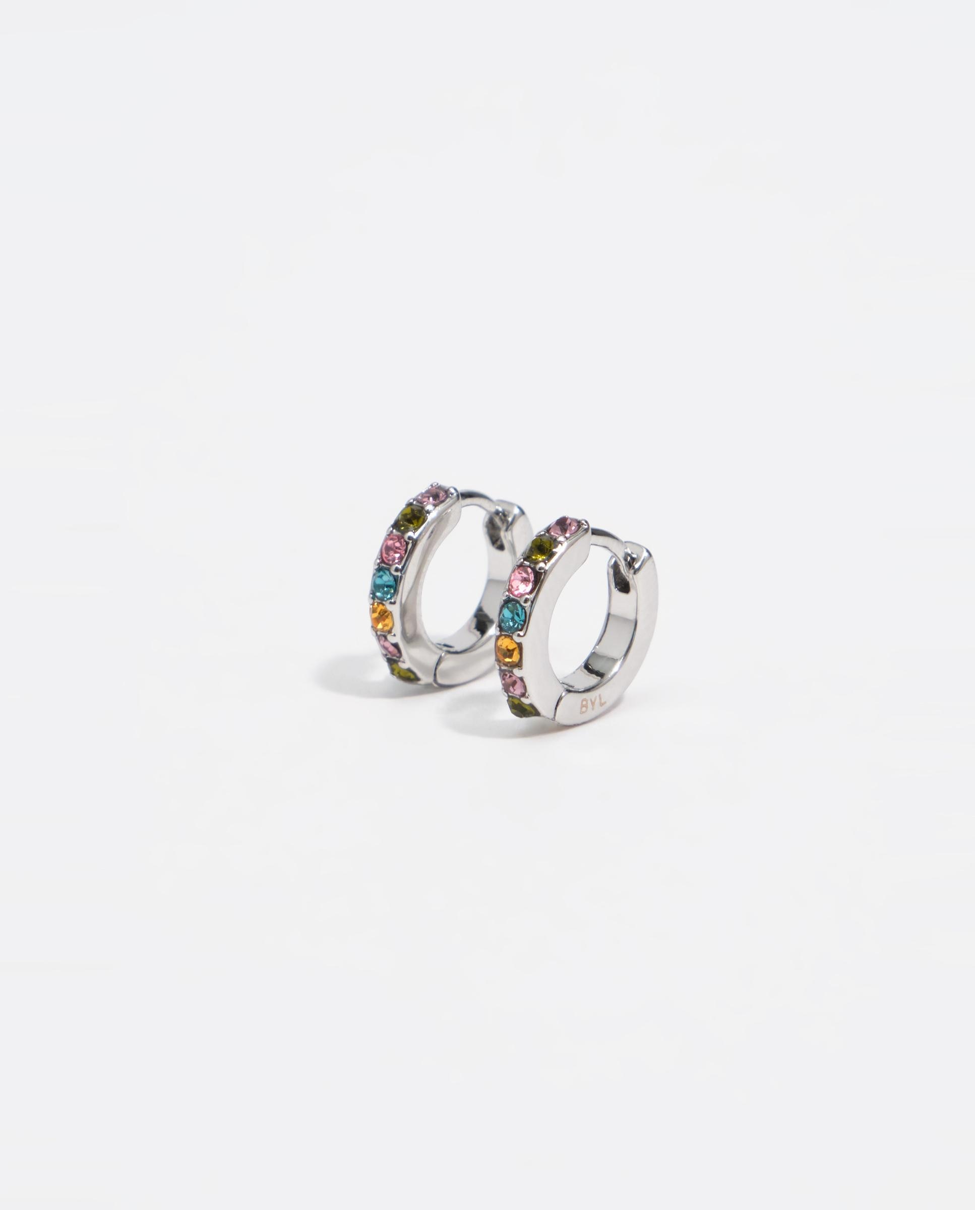 Pendientes aro mini cristales - Bimba y Lola - Plateado Plateado-2