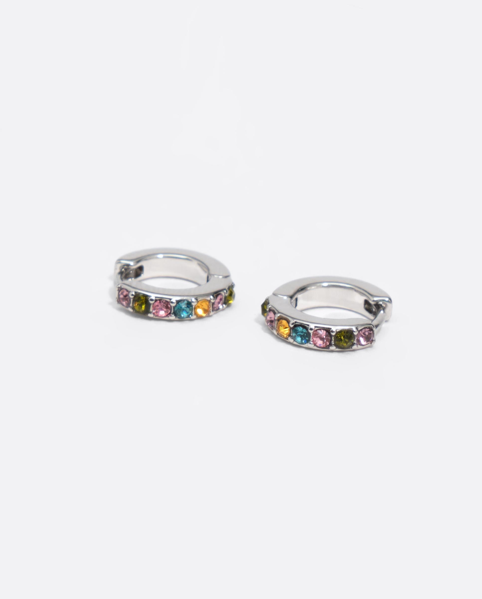 Pendientes aro mini cristales - Bimba y Lola - Plateado Plateado-3