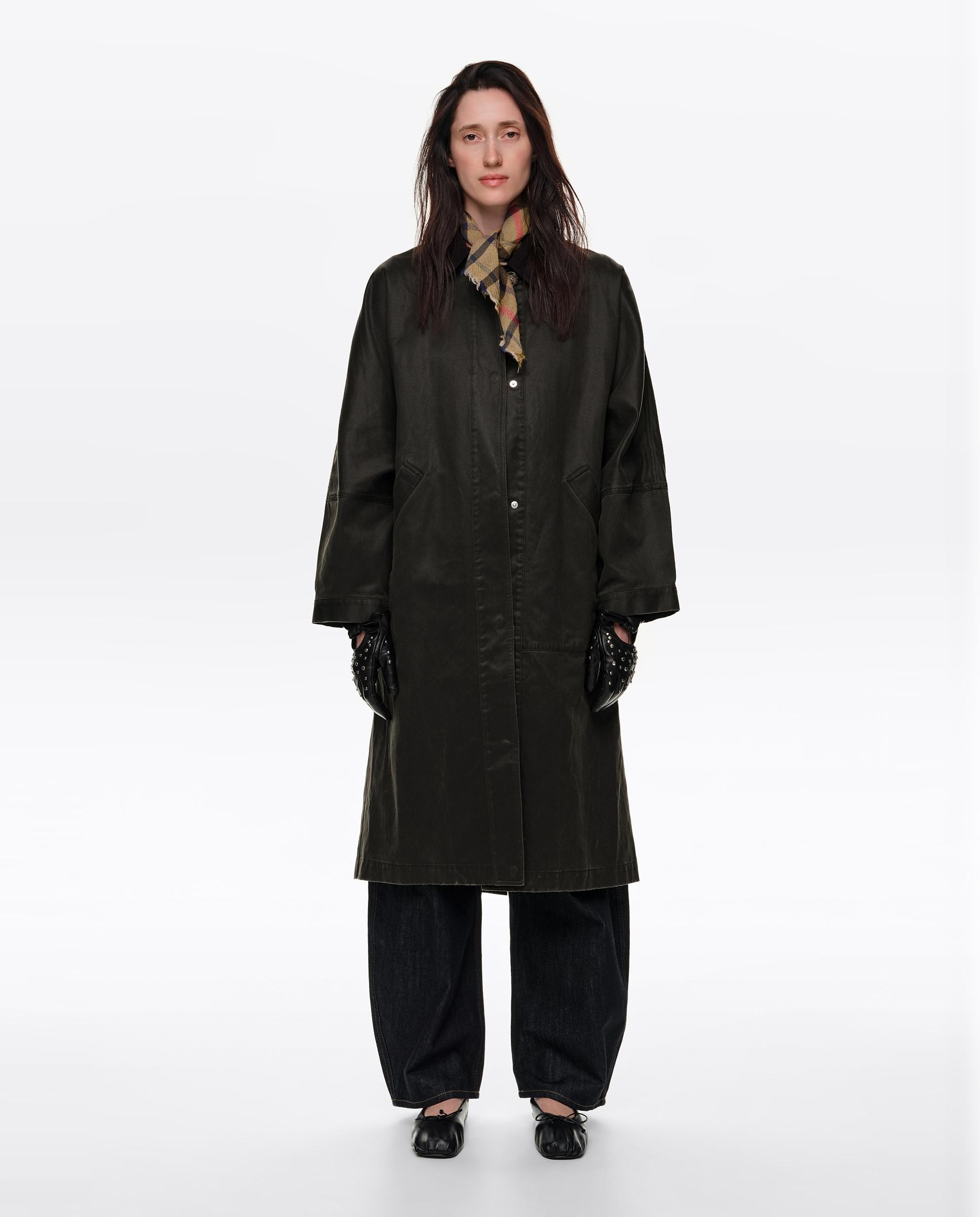 Gabardina de mujer encerada midi - Bimba y Lola - Kaki Kaki-1