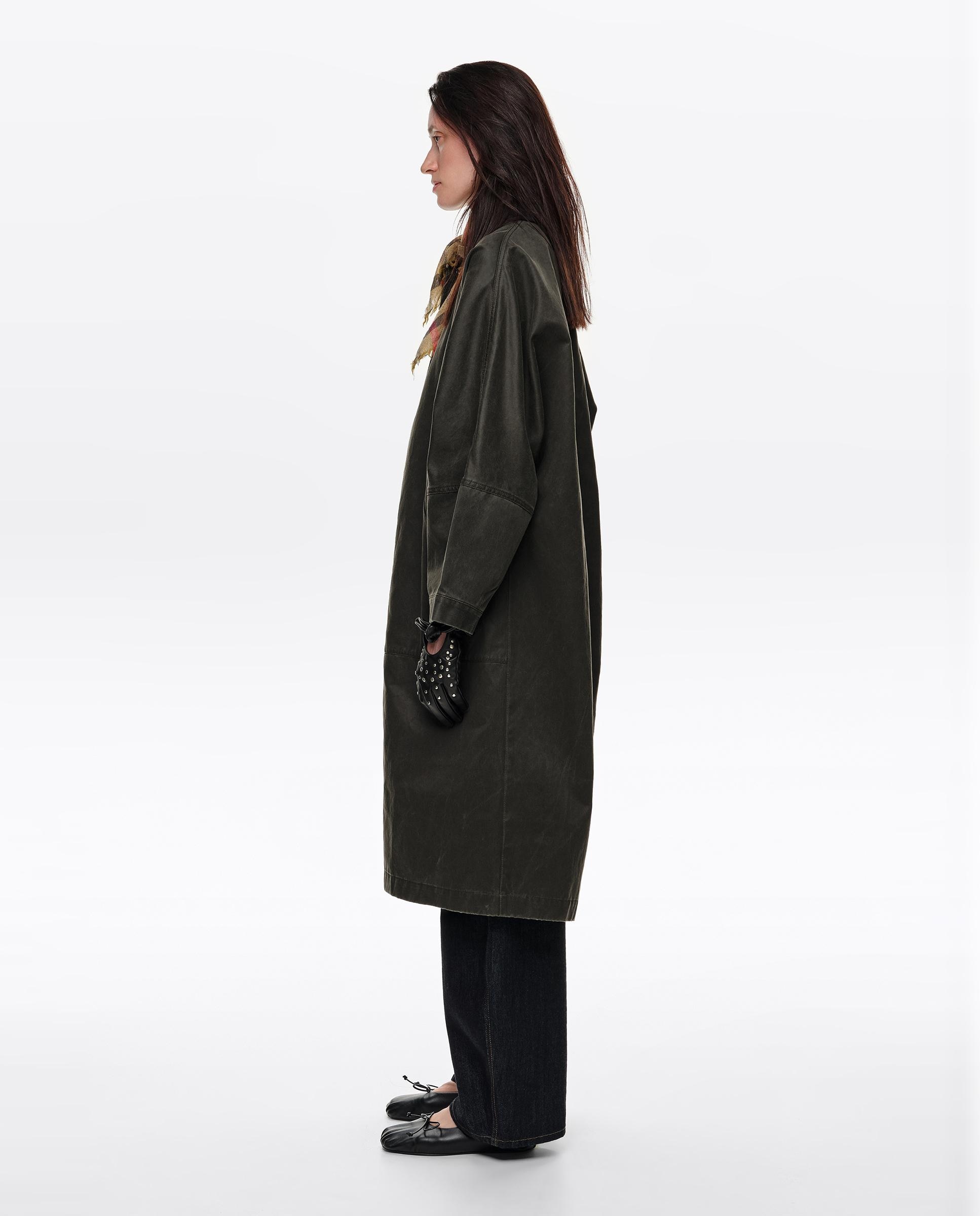 Gabardina de mujer encerada midi - Bimba y Lola - Kaki Kaki-3