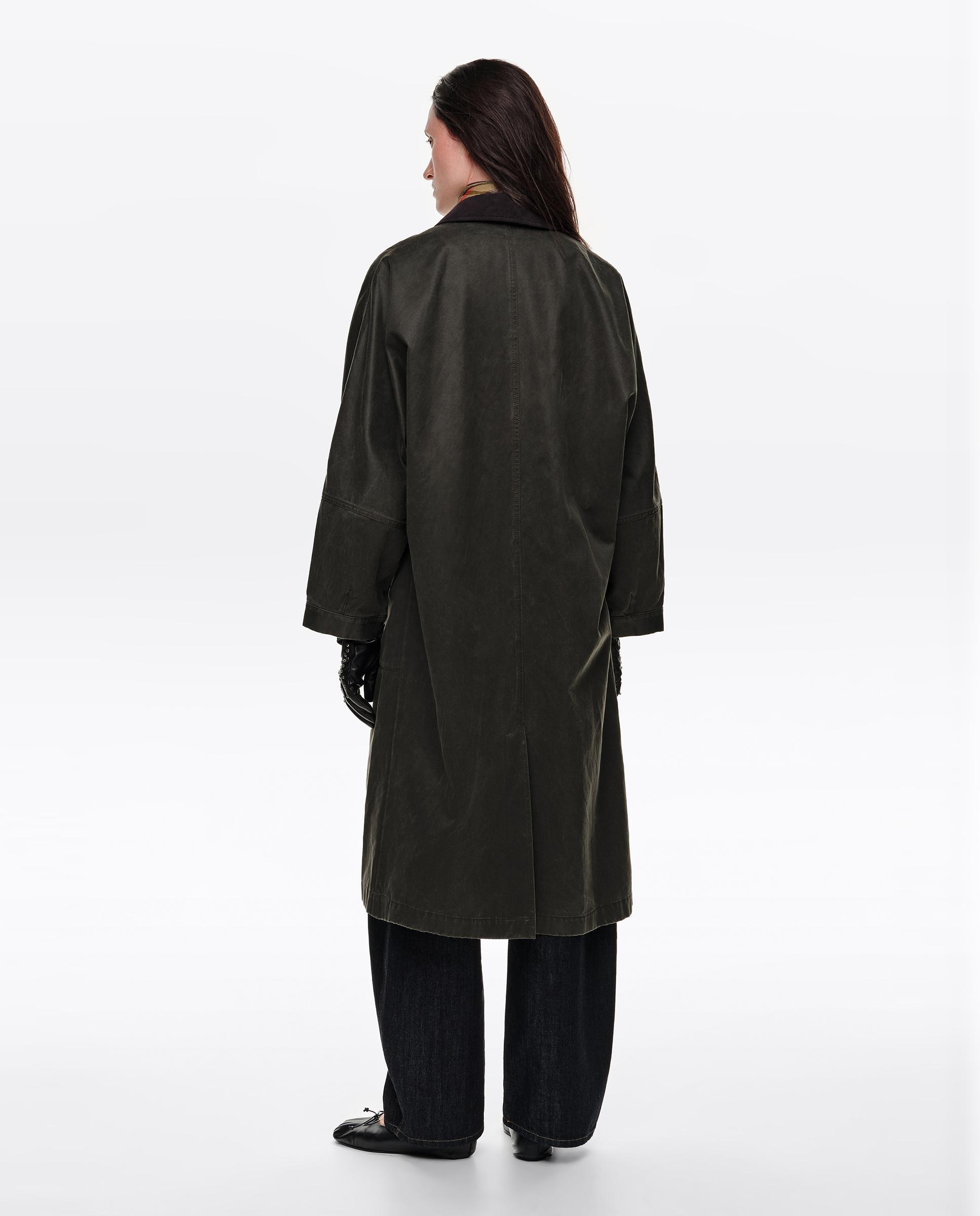 Gabardina de mujer encerada midi - Bimba y Lola - Kaki Kaki-4