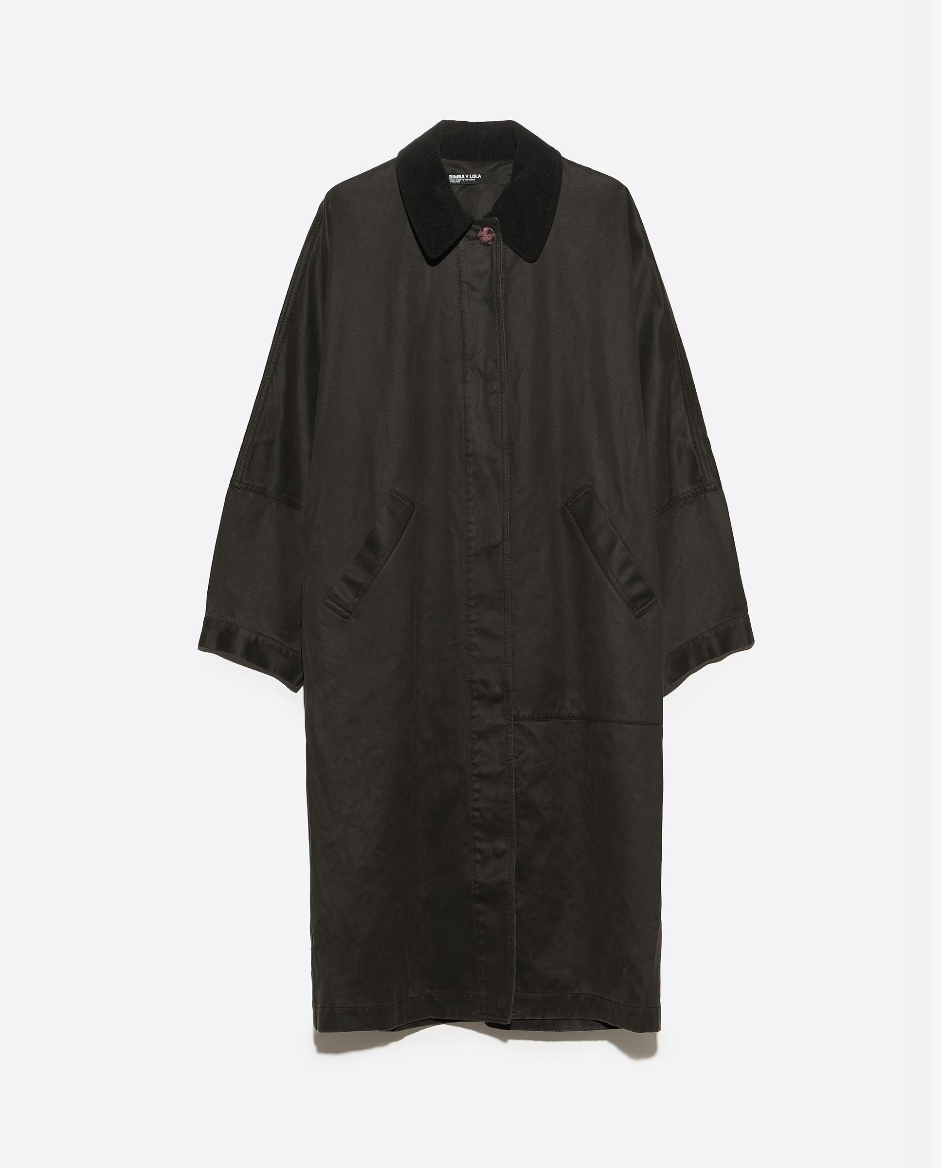 Gabardina de mujer encerada midi - Bimba y Lola - Kaki Kaki-6