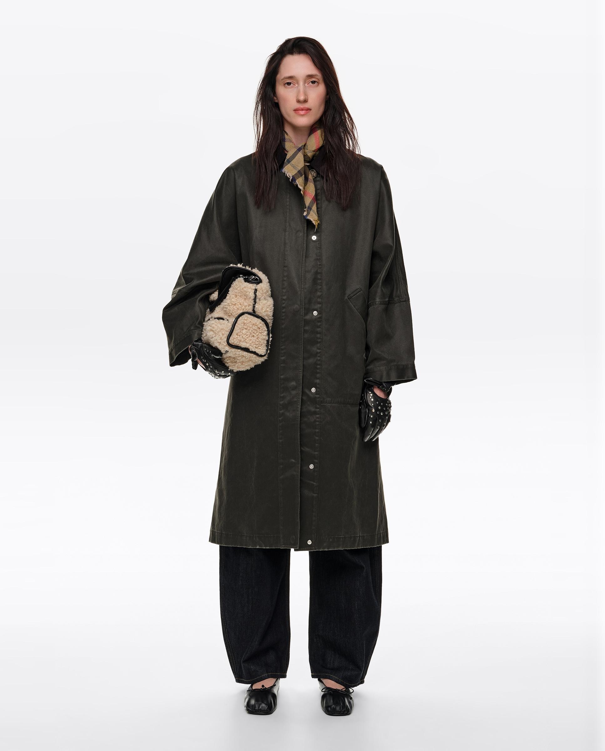 Gabardina de mujer encerada midi - Bimba y Lola - Kaki Kaki-5