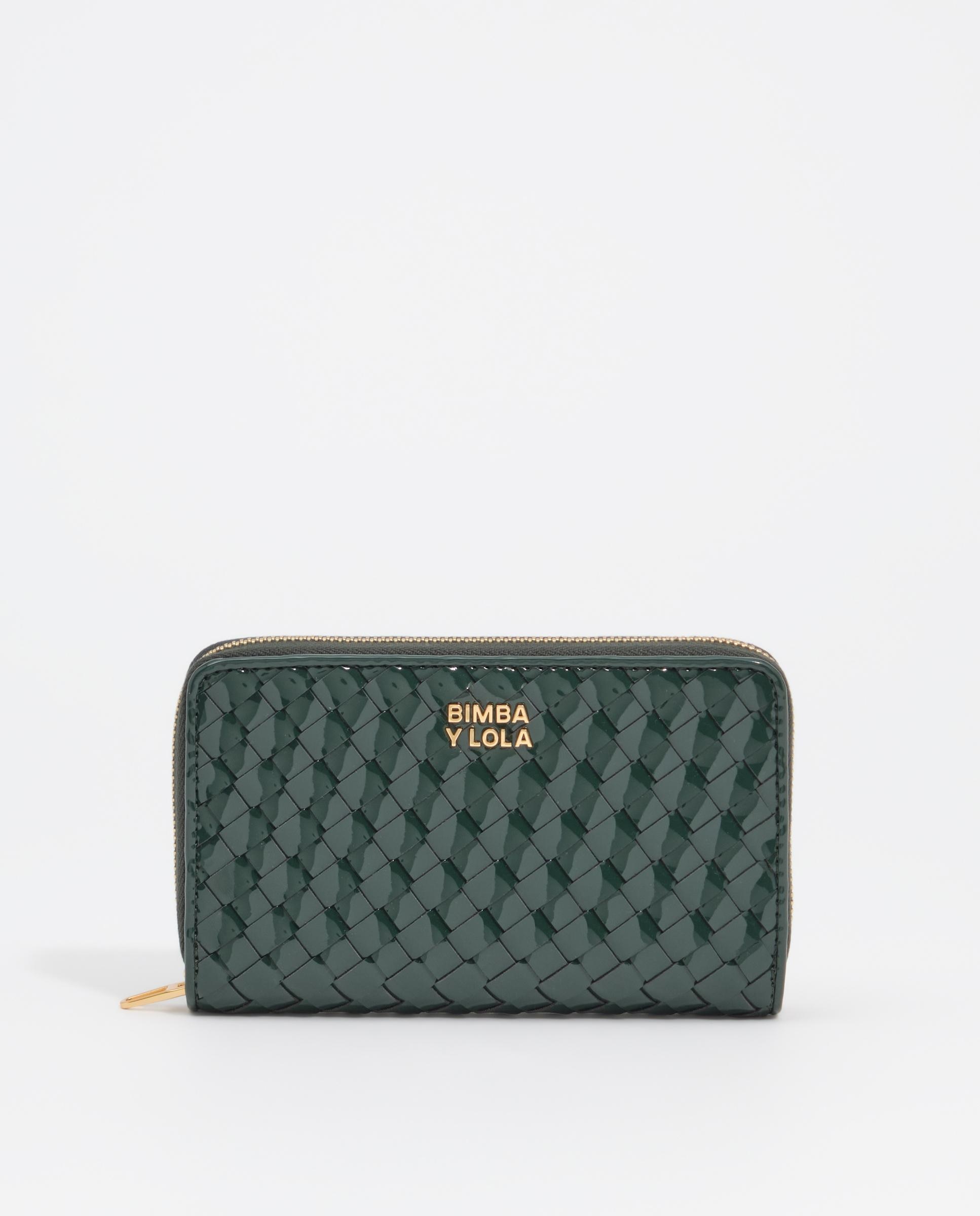 Billetera de mujer cremallera mediana trenzada - Bimba y Lola - Verde oscuro Verde oscuro-1